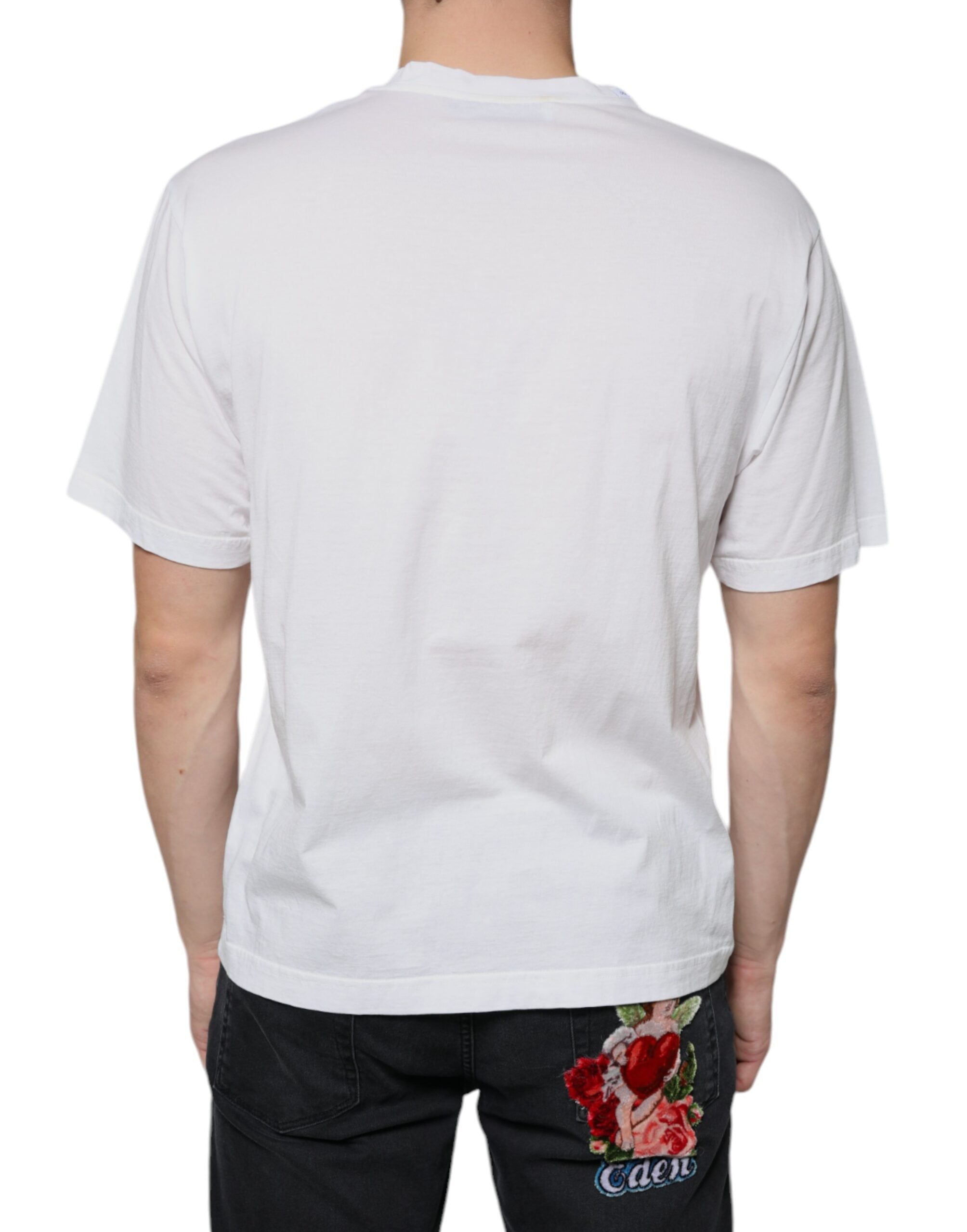 Dolce & Gabbana Weißes Baumwoll-T-Shirt mit DG-Logo-Aufdruck-4