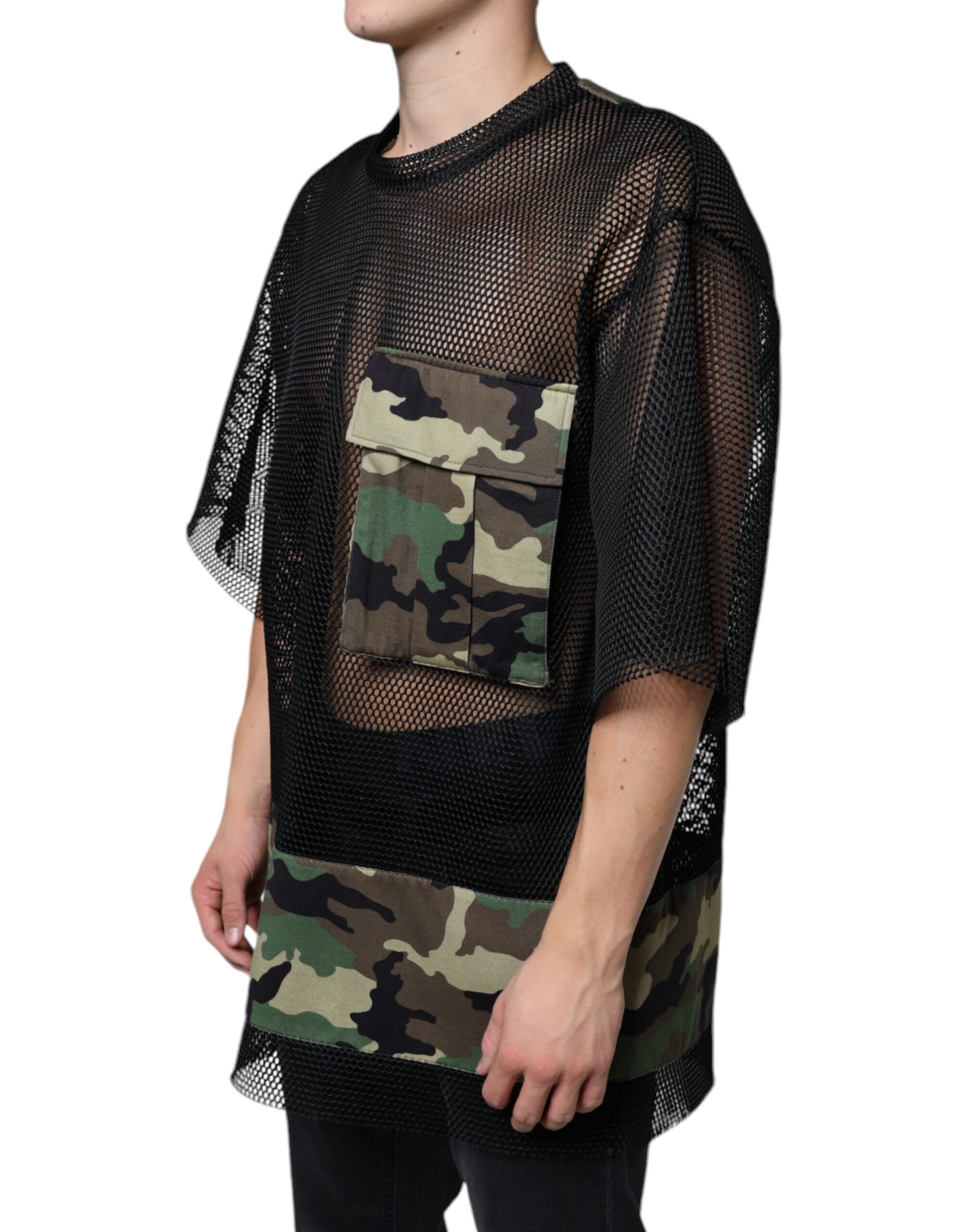 Dolce & Gabbana Black Mesh Camouflage Short-Sleeved T-Shirt-3