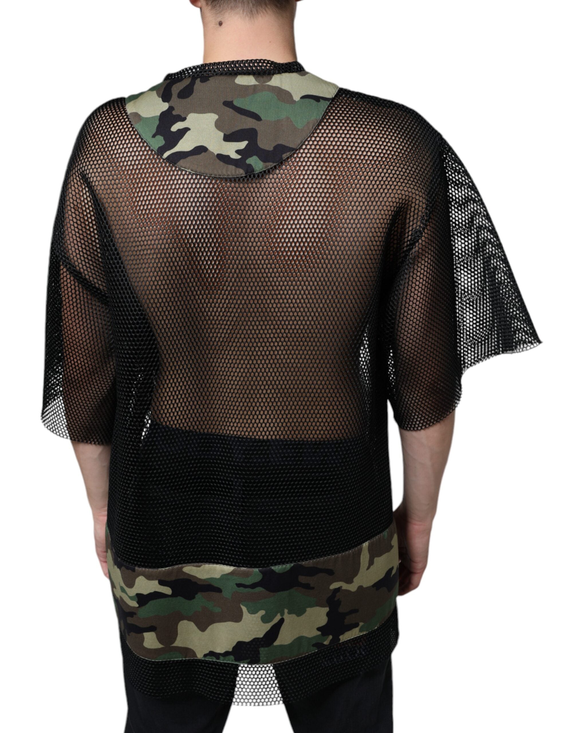 Dolce & Gabbana Black Mesh Camouflage Short-Sleeved T-Shirt-4