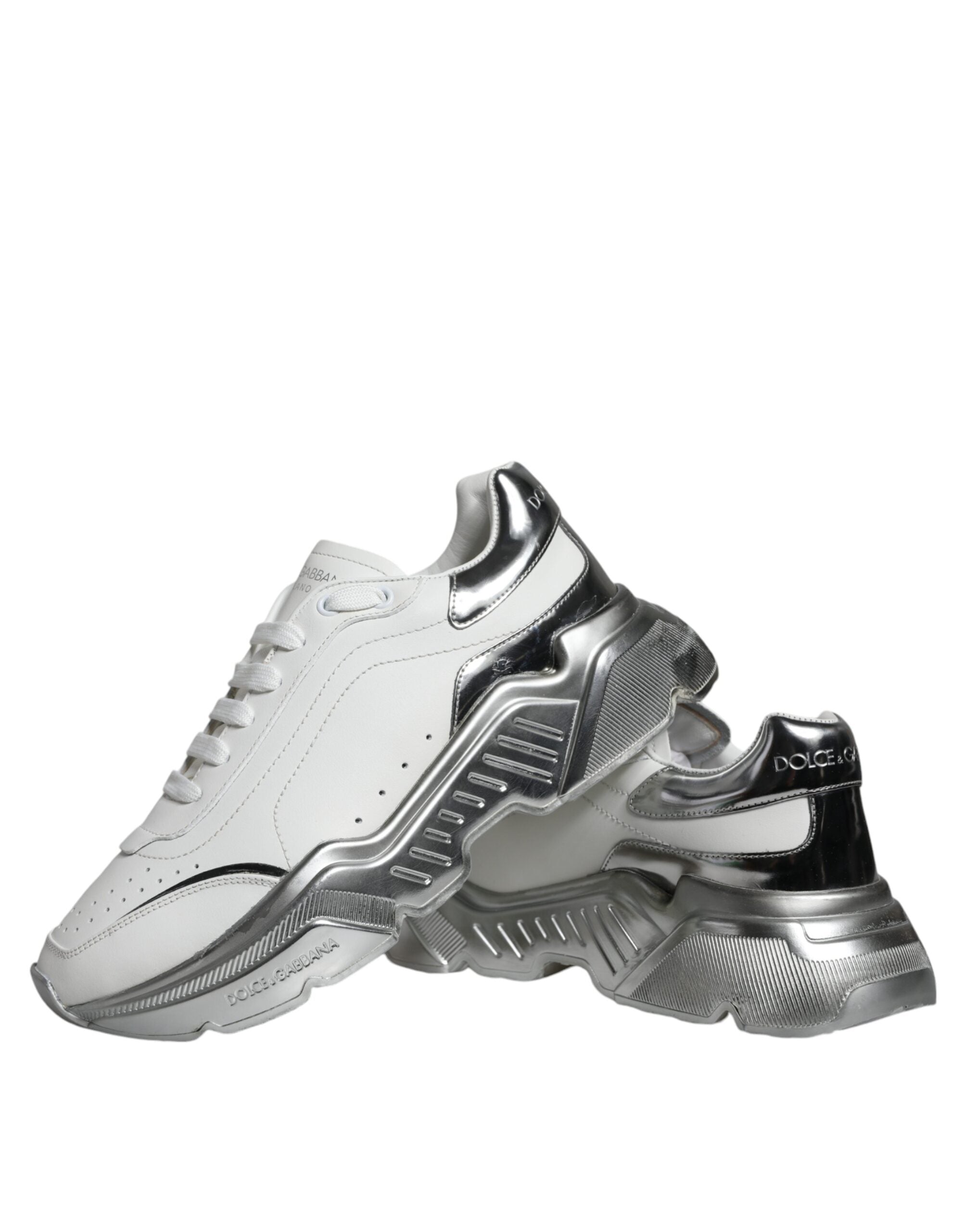 Dolce & Gabbana White Daymaster Low-Top Sneakers in Silver-7