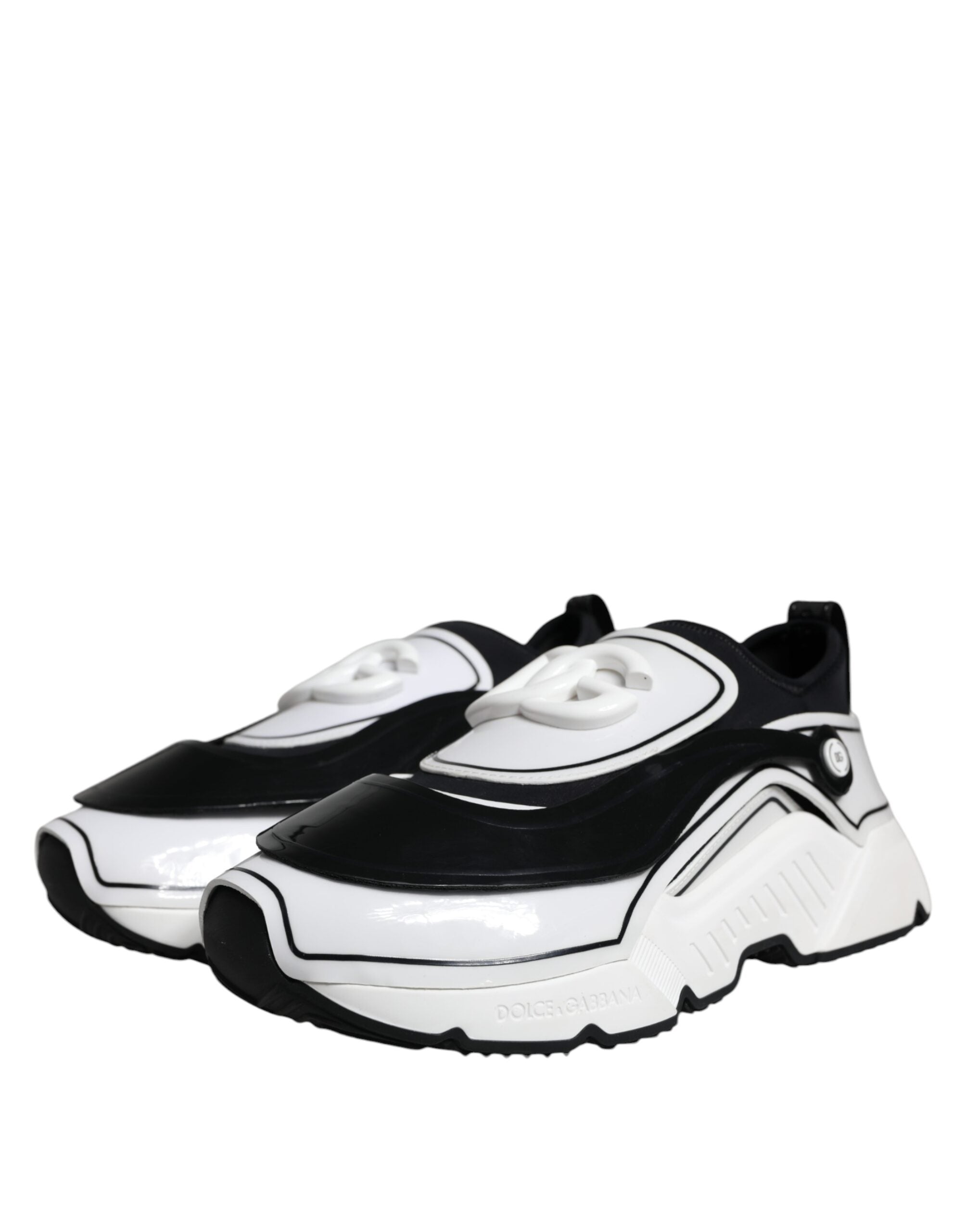 Dolce & Gabbana White Black Logo Plaque Daymaster Sneakers Shoes-3