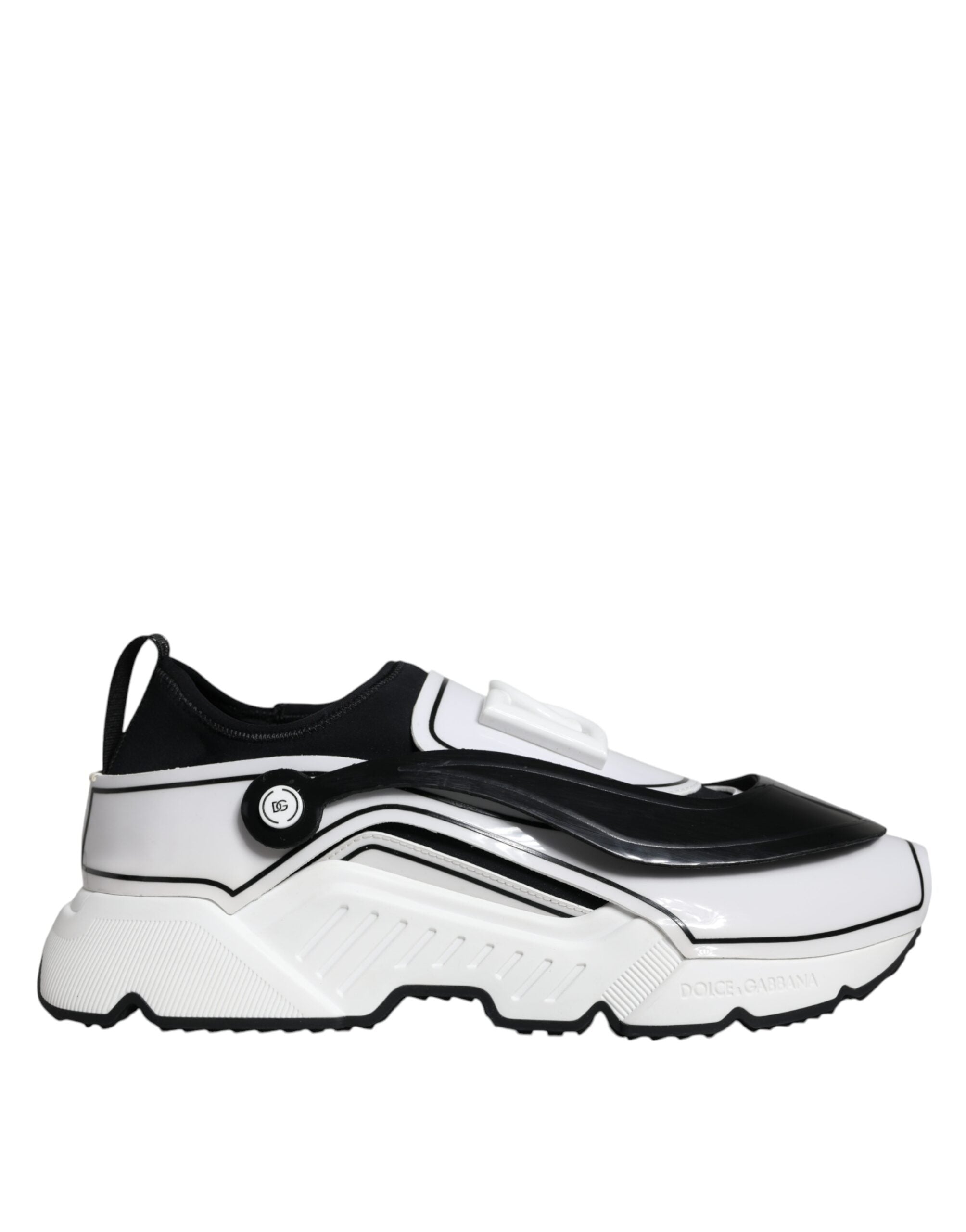 Dolce & Gabbana White Black Logo Plaque Daymaster Sneakers Shoes-1