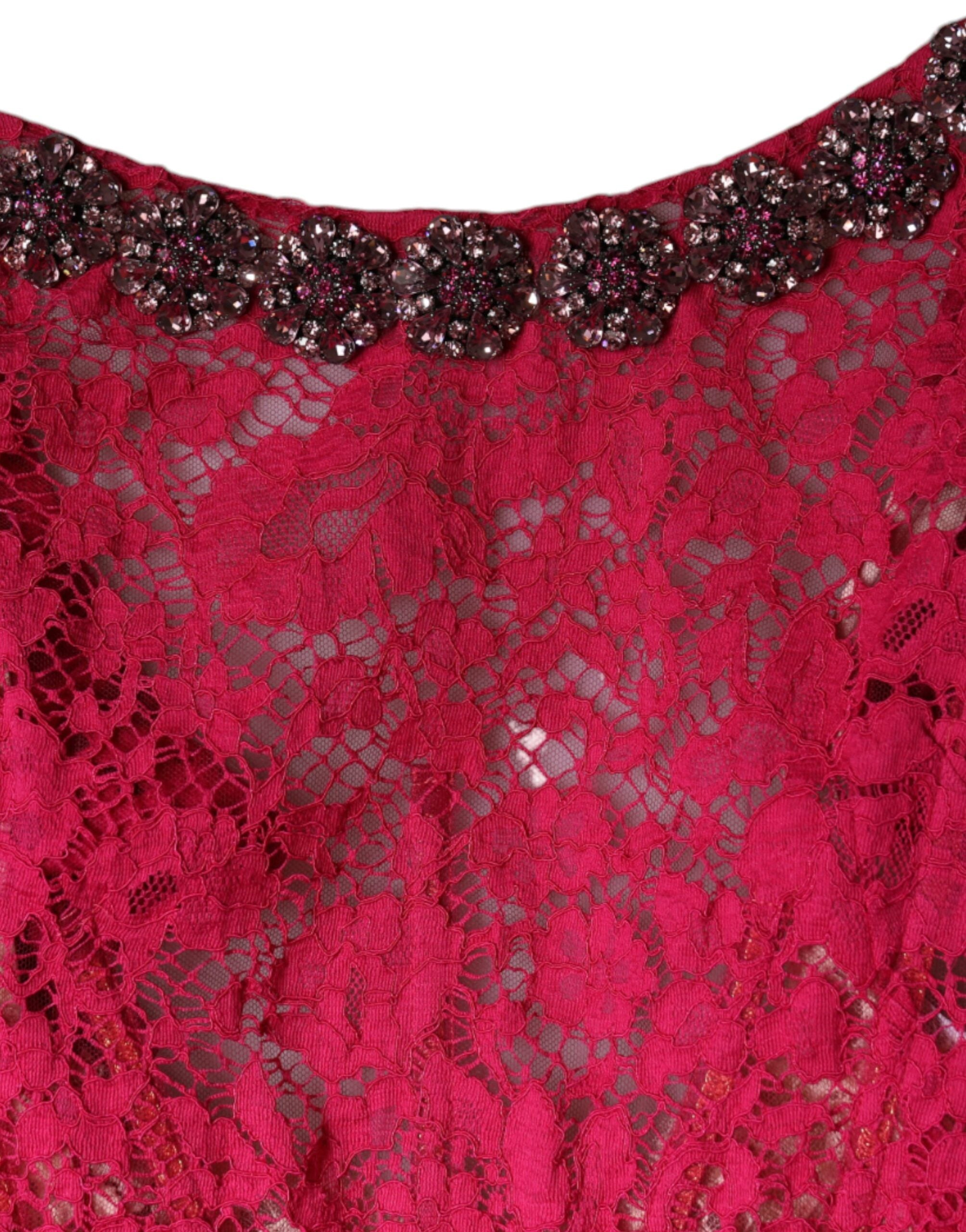 Dolce & Gabbana Pink Lace Crystal Sheath Dress Long Dress-7