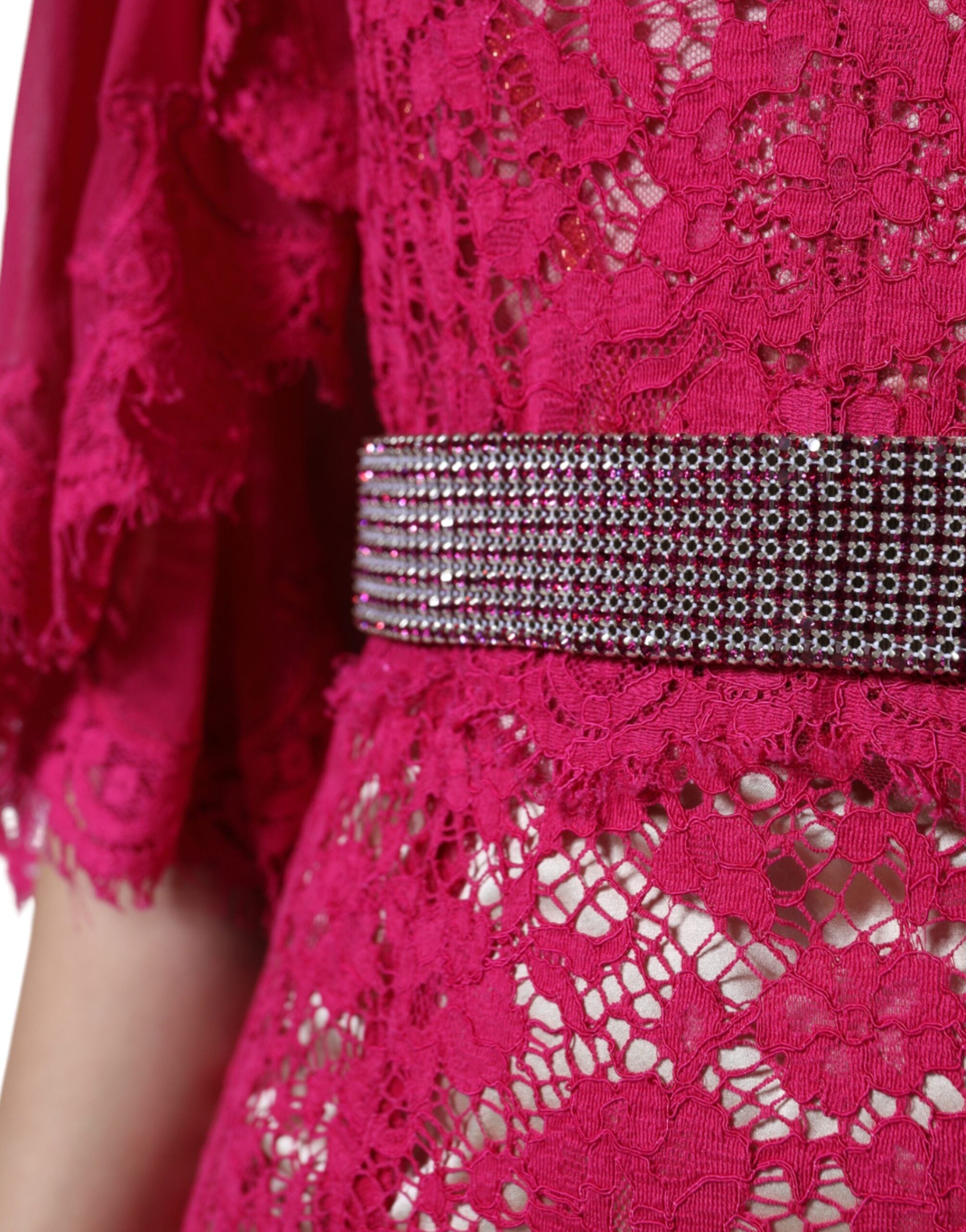 Dolce & Gabbana Pink Lace Crystal Sheath Dress Long Dress-8