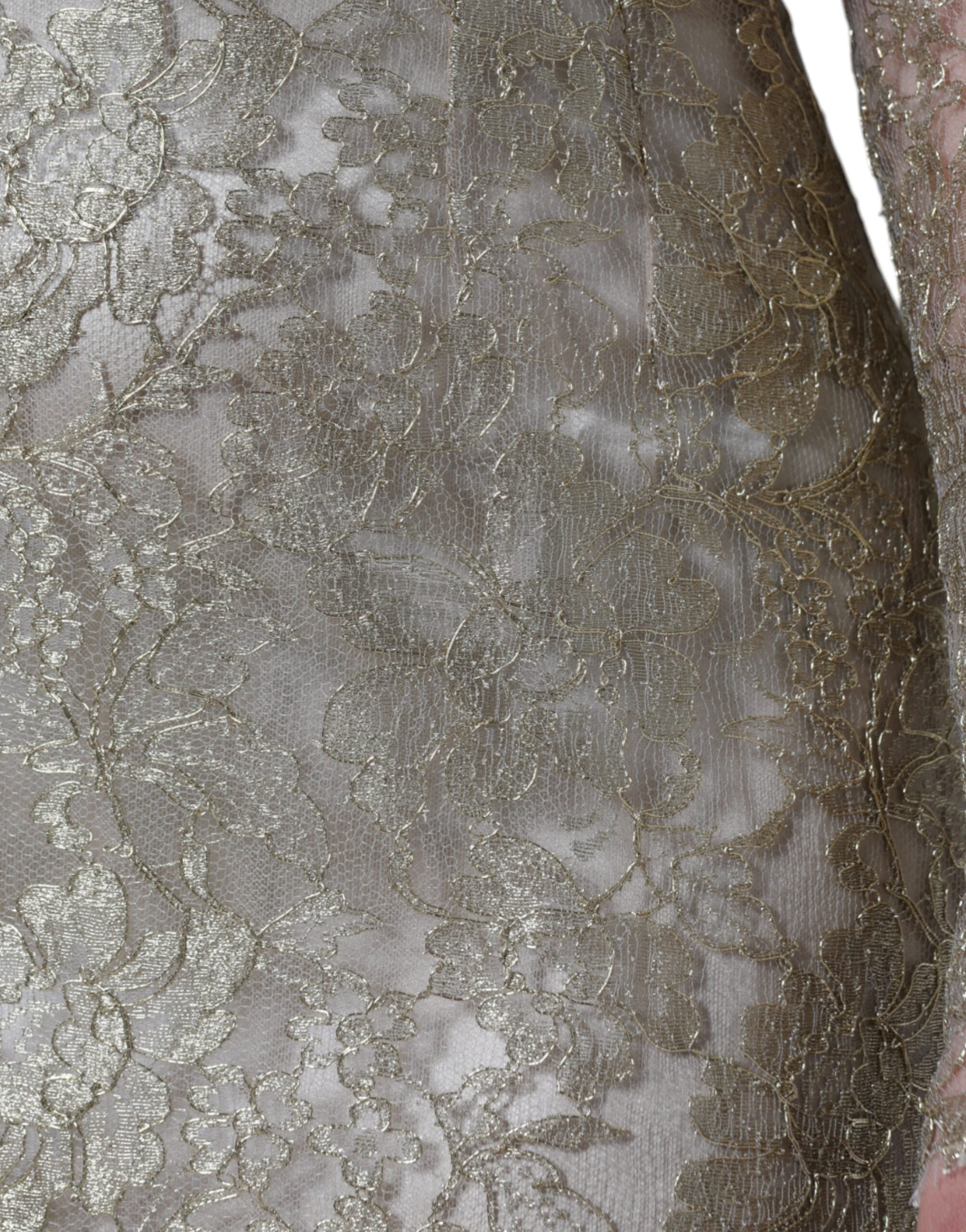 Dolce & Gabbana gold-colored mini dress with floral lace in an A-line and sheath style-7