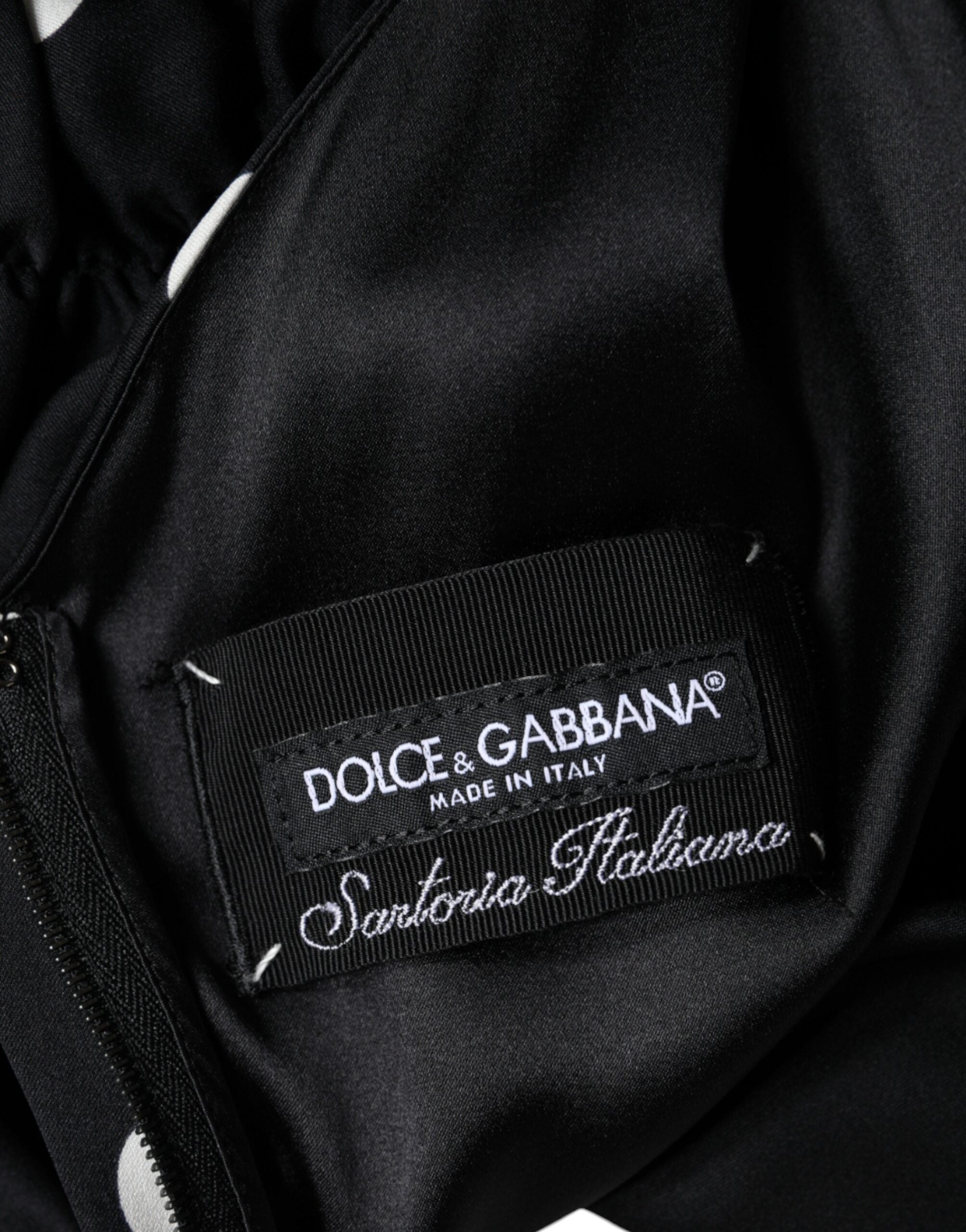 Dolce & Gabbana black polka dot silk midi dress with V-neck and tassels-8