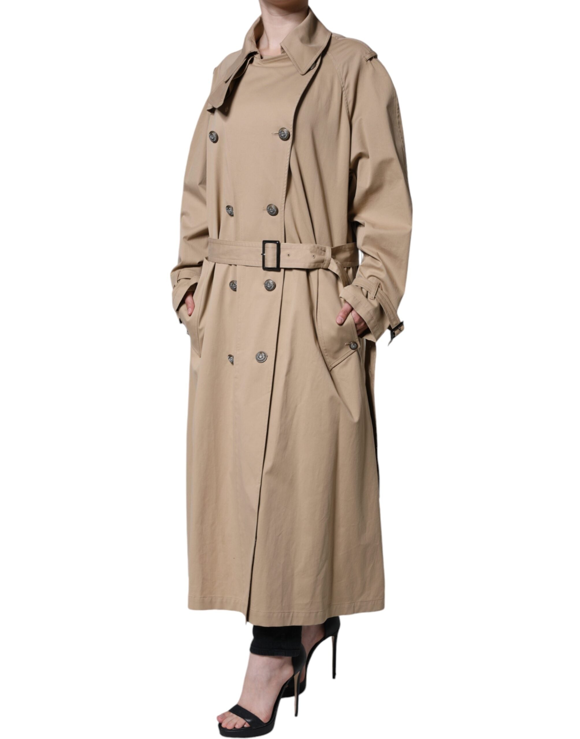 Dolce & Gabbana Khaki Double-Breasted Trench Coat Jacket-3