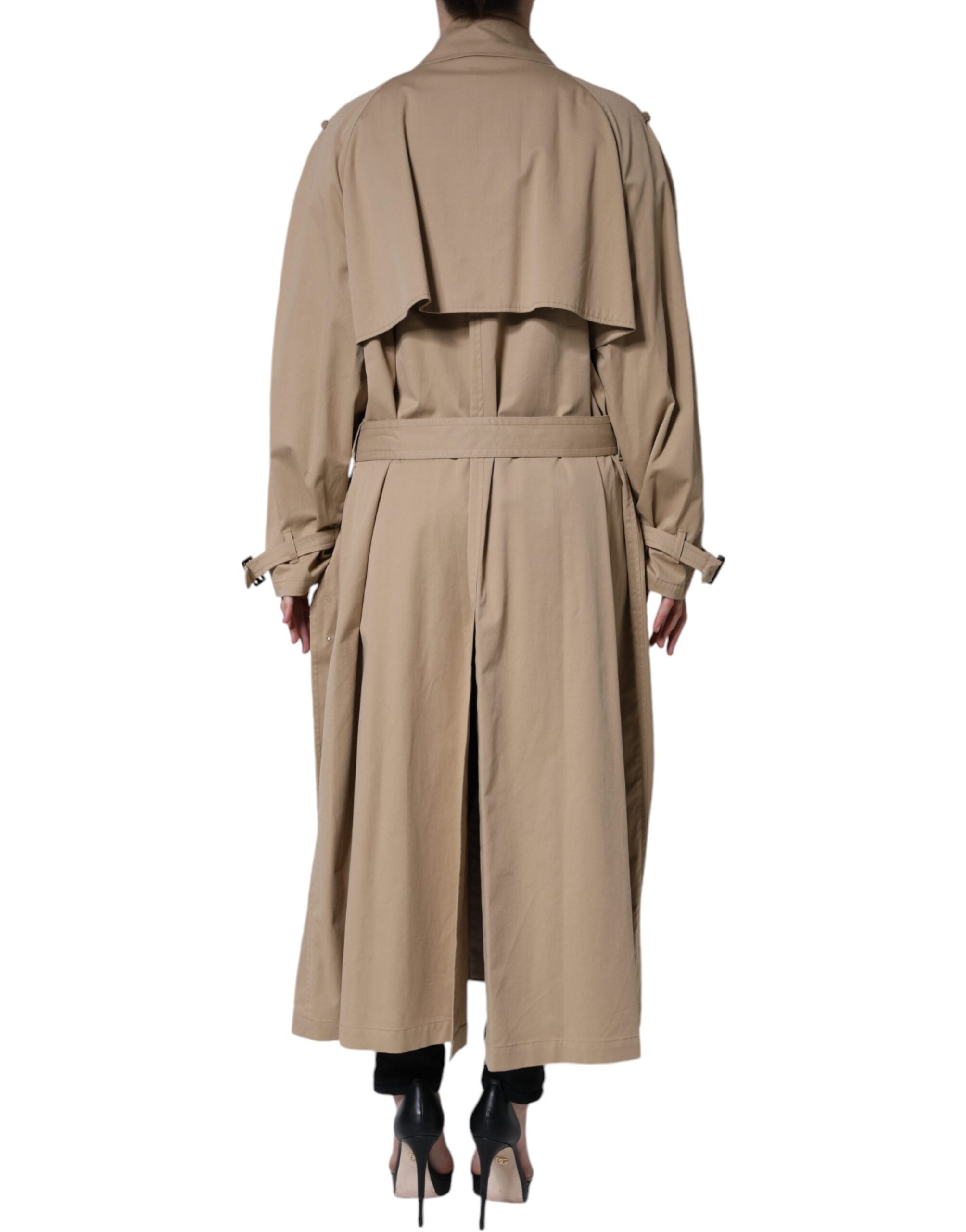 Dolce & Gabbana Khaki Double-Breasted Trench Coat Jacket-4