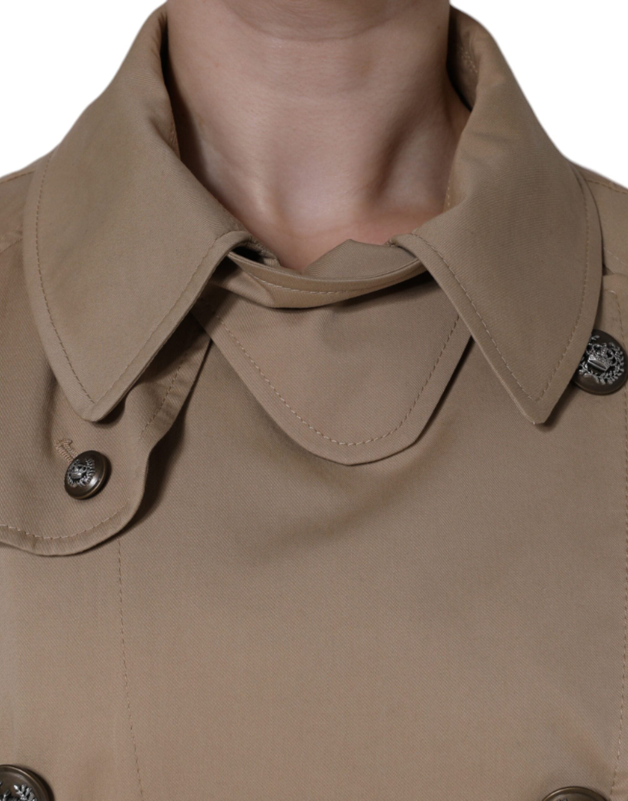 Dolce & Gabbana Khaki Double-Breasted Trench Coat Jacket-5