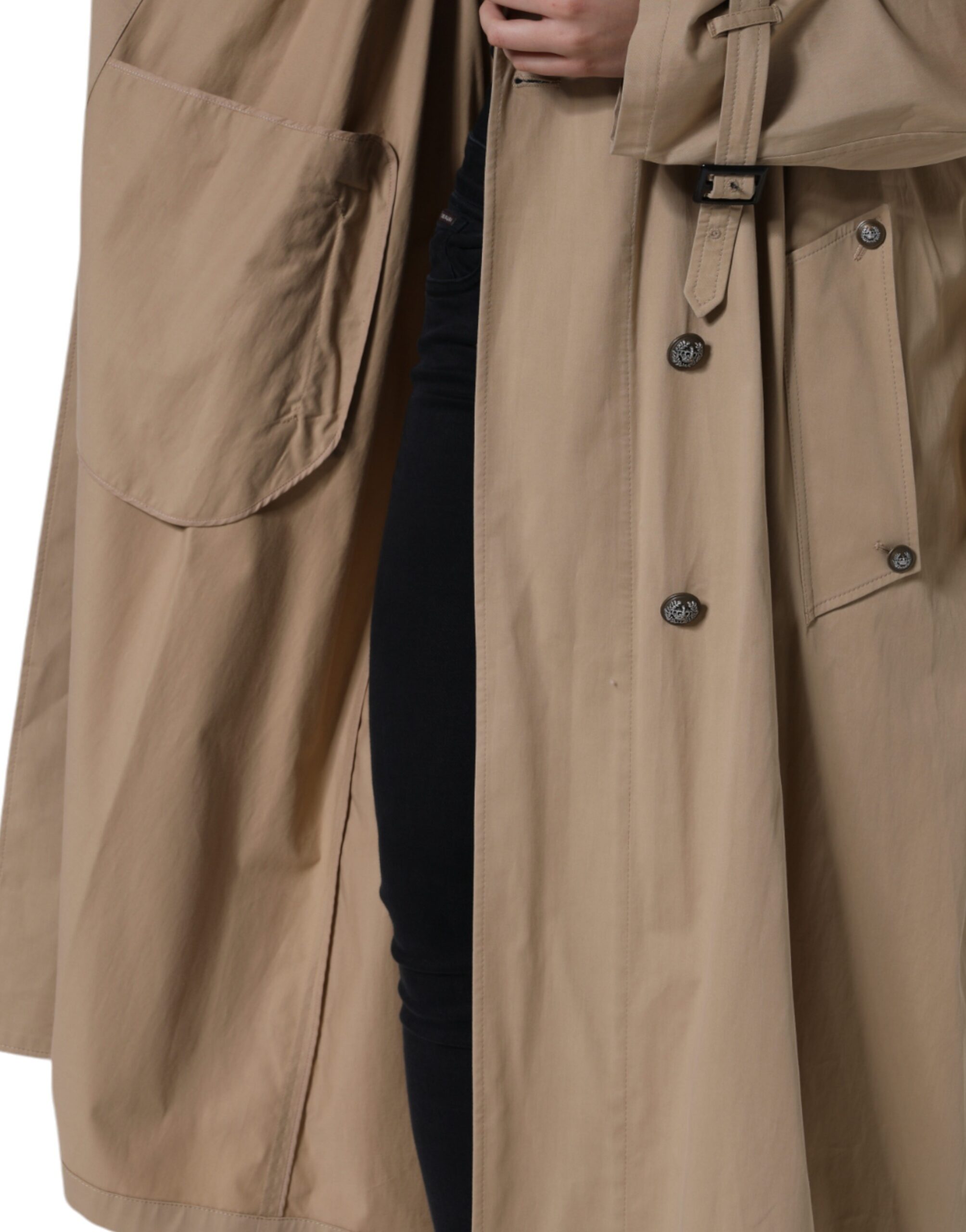 Dolce & Gabbana Khaki Double-Breasted Trench Coat Jacket-7