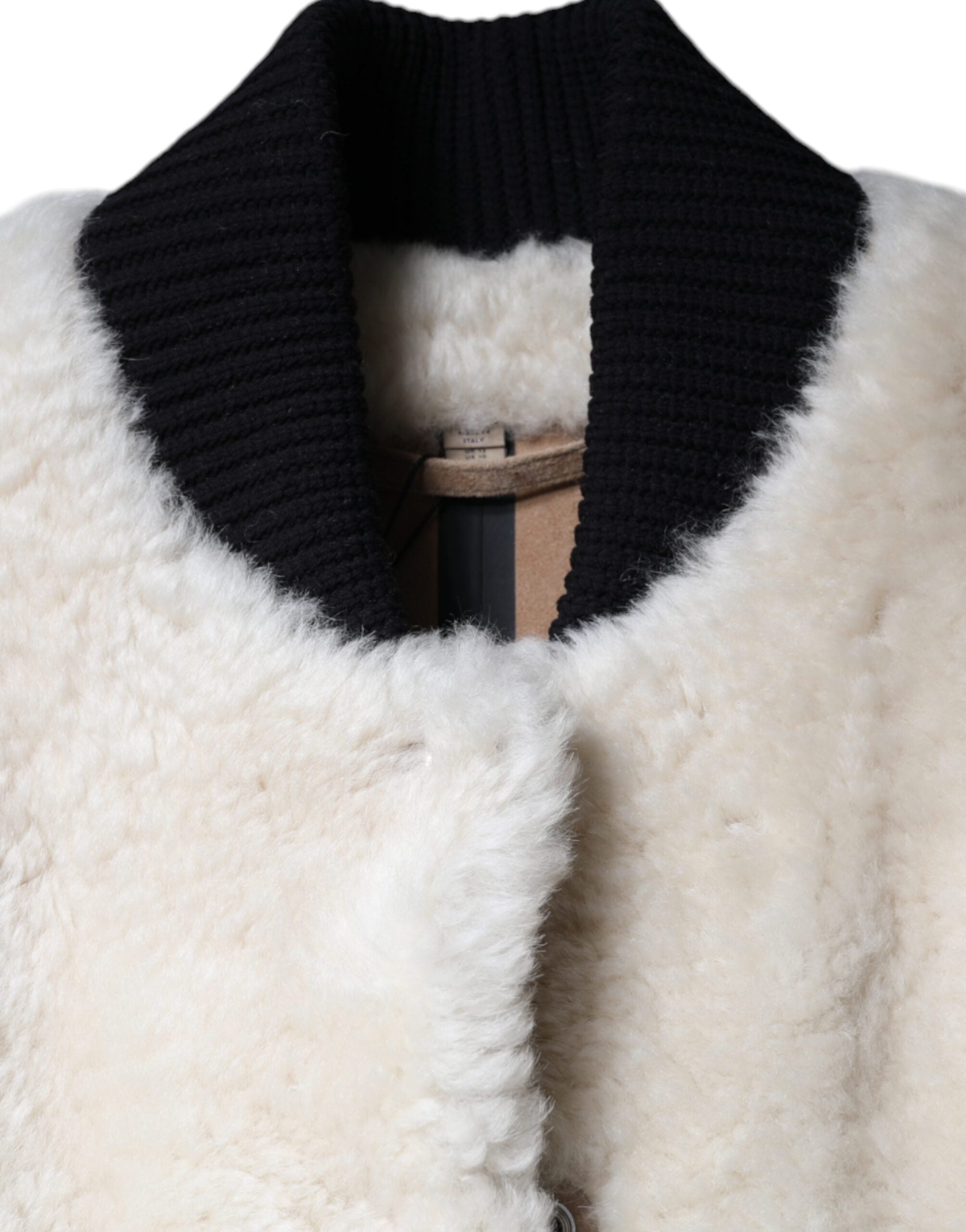 Burberry White WARRENFORD Shearling Leather Vest Coat Jacket-8