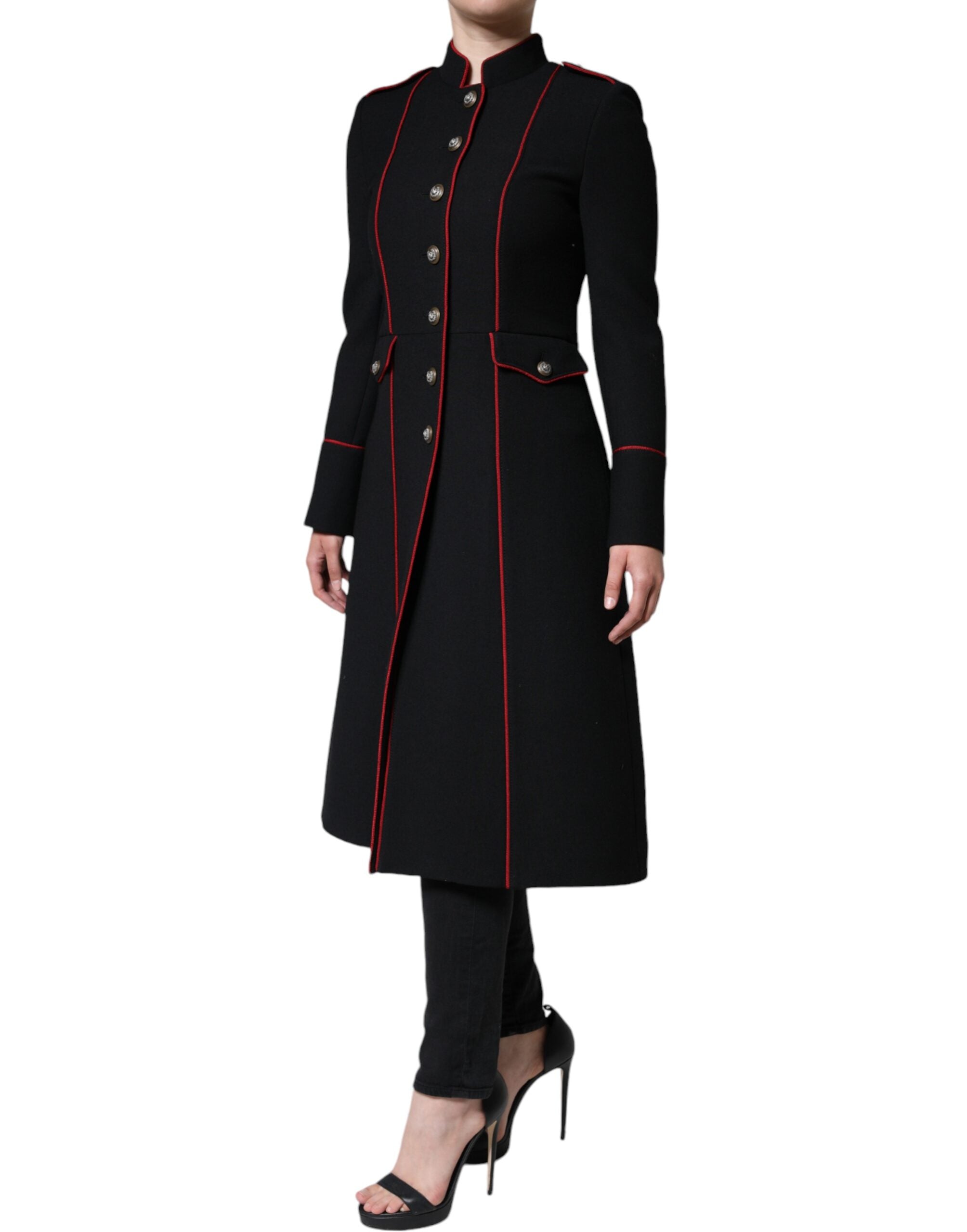 Dolce & Gabbana Black Single-Breasted Trench Coat Jacket-3
