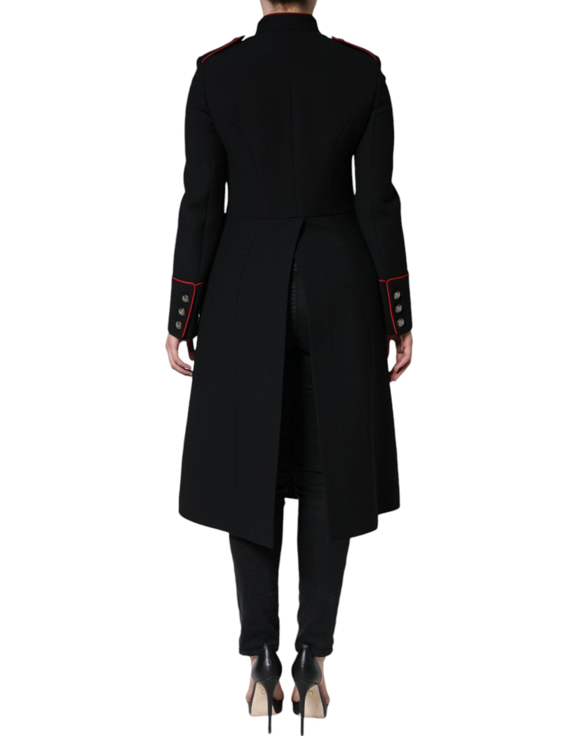 Dolce & Gabbana Black Single-Breasted Trench Coat Jacket-4