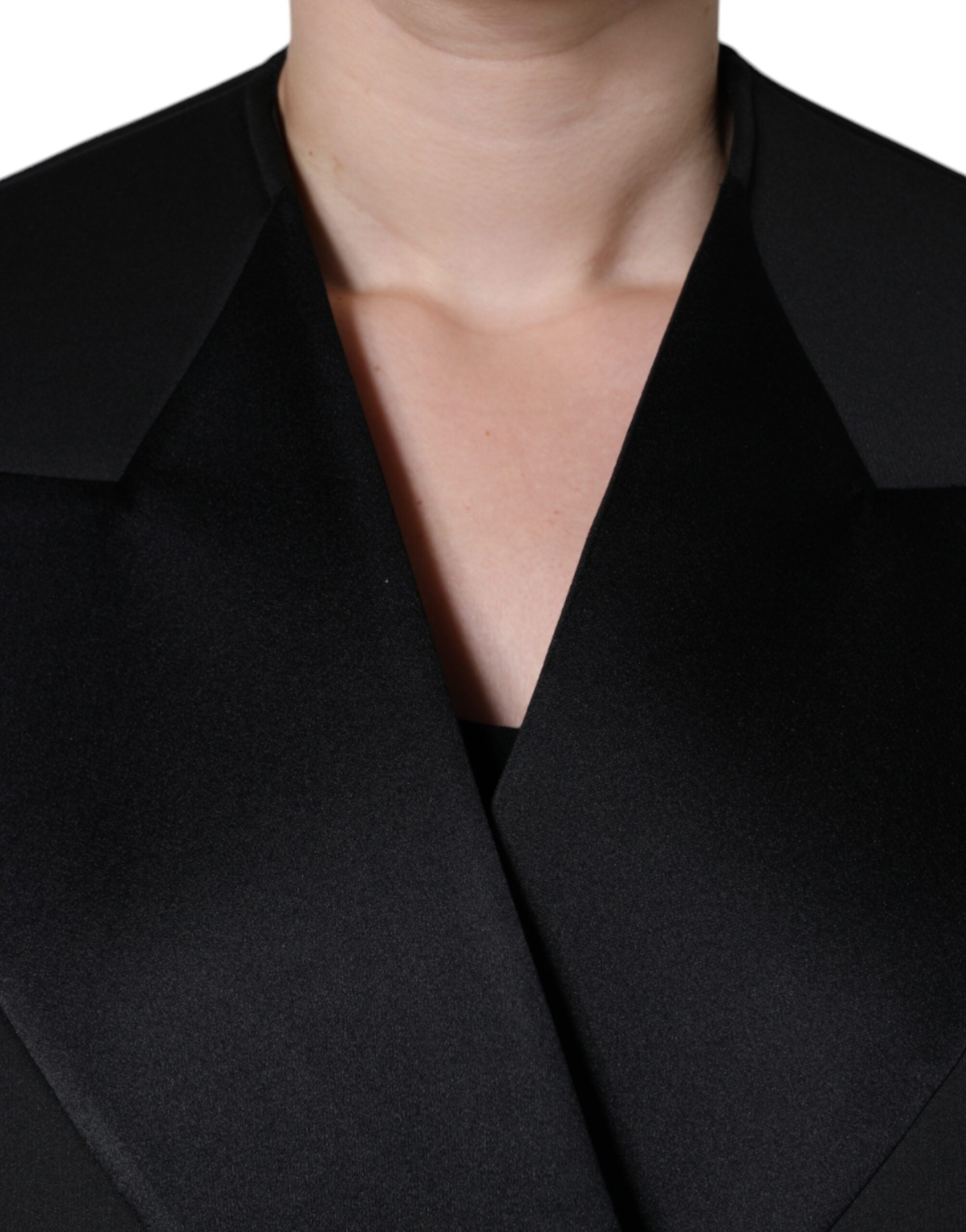 Dolce & Gabbana Black Polyester Double-Breasted Coat Jacket-5