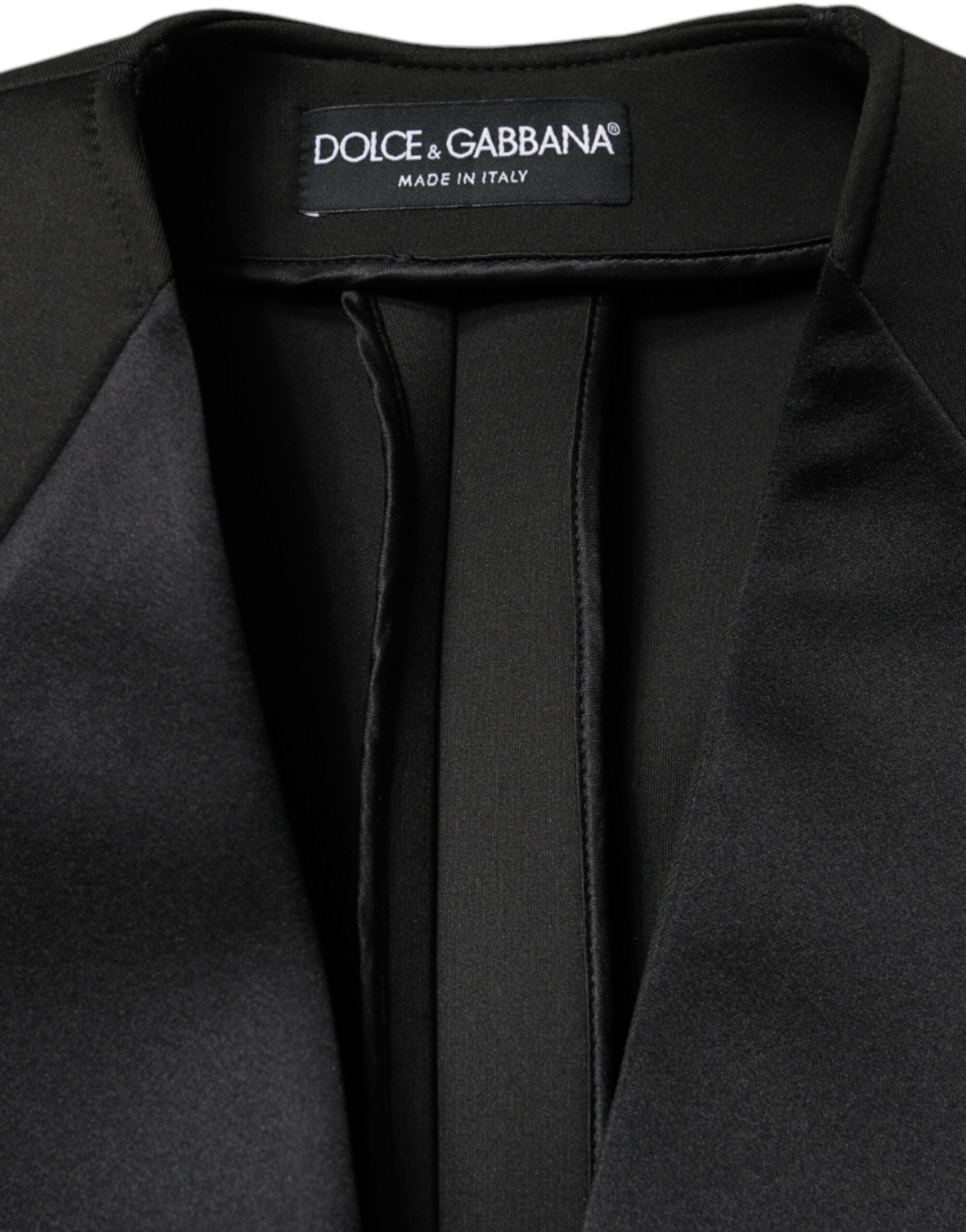 Dolce & Gabbana Black Polyester Double-Breasted Coat Jacket-6