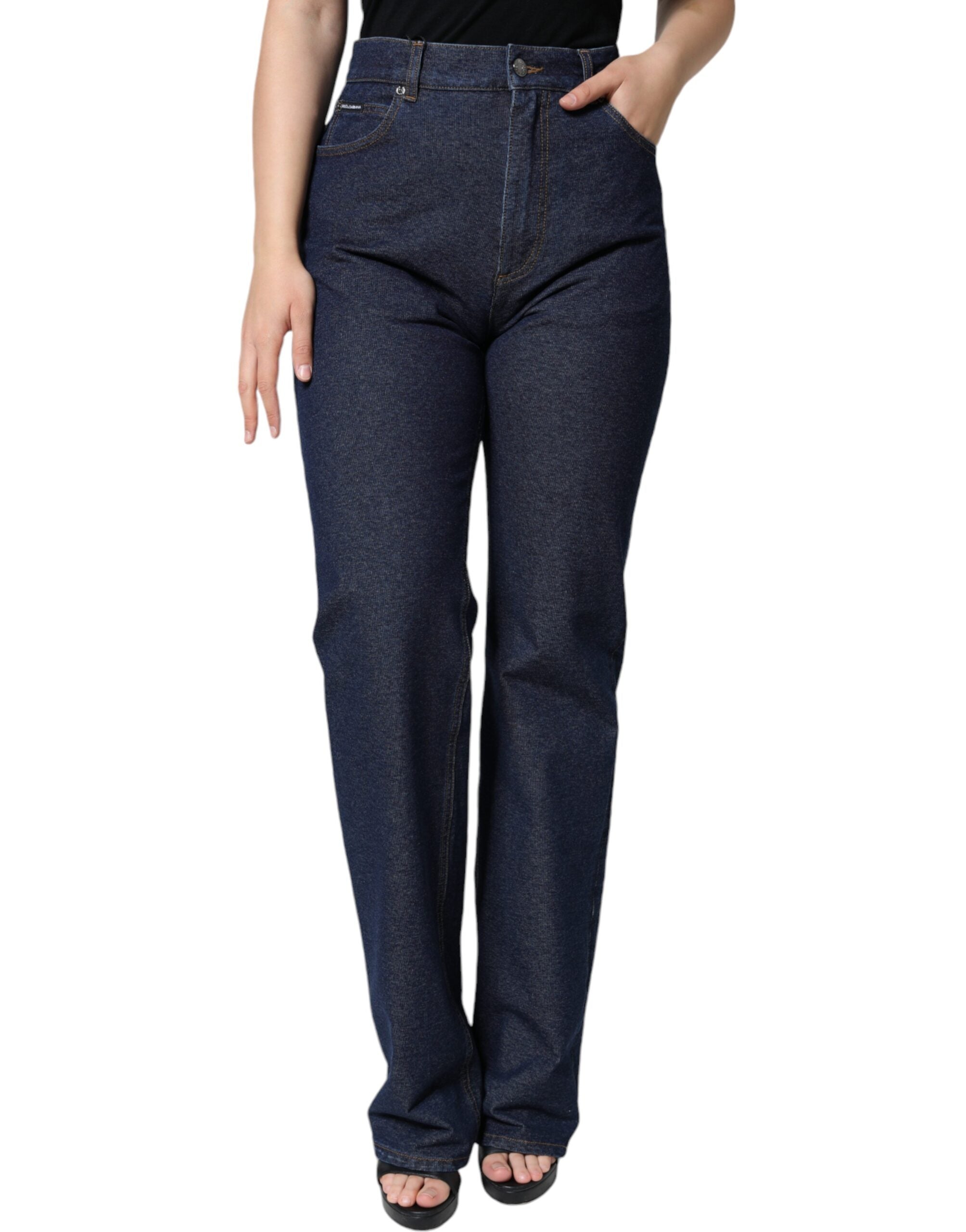 Dolce & Gabbana Dunkelblaue Cotton Stretch Straight Denim Jeans-2