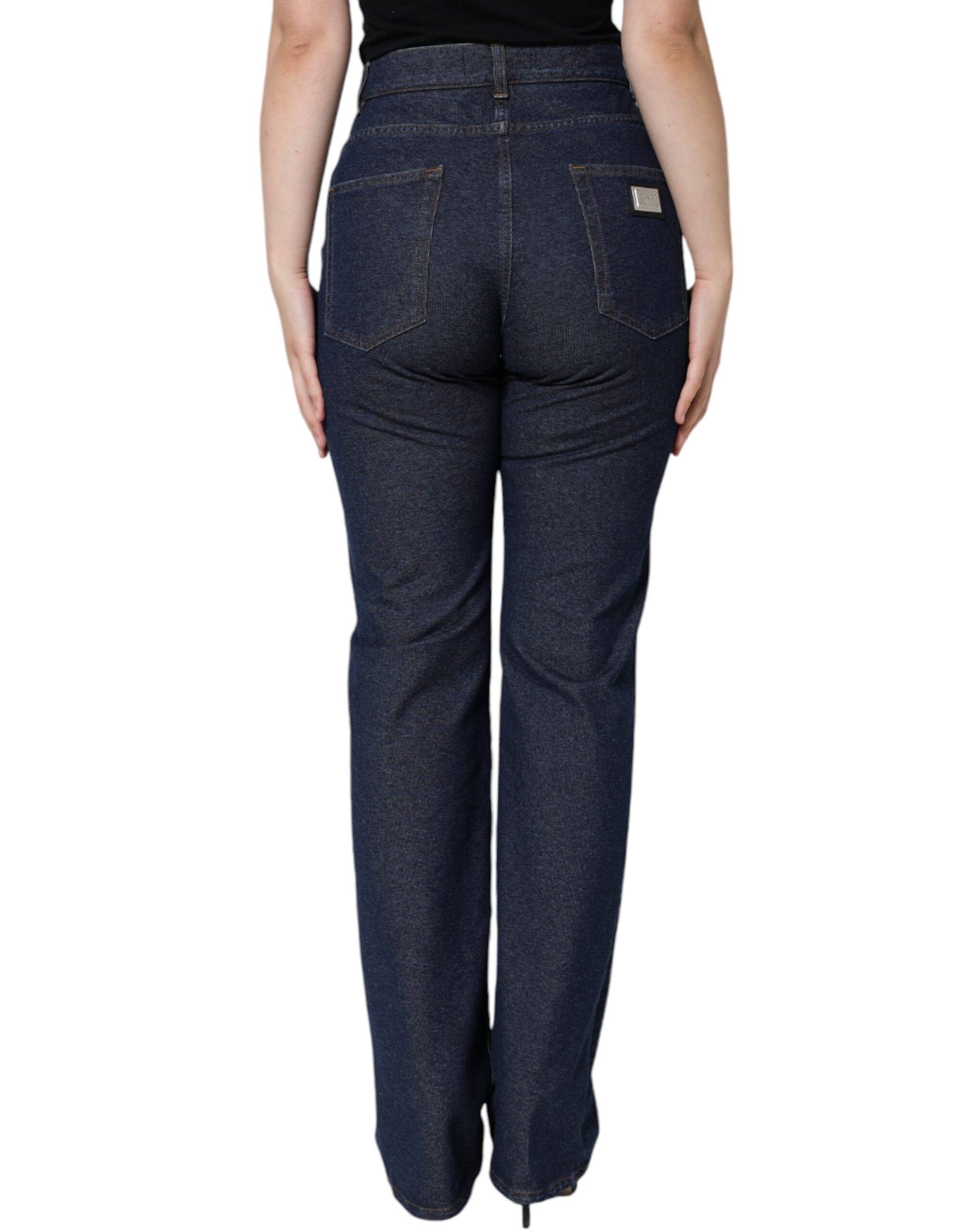 Dolce & Gabbana Dunkelblaue Cotton Stretch Straight Denim Jeans-4