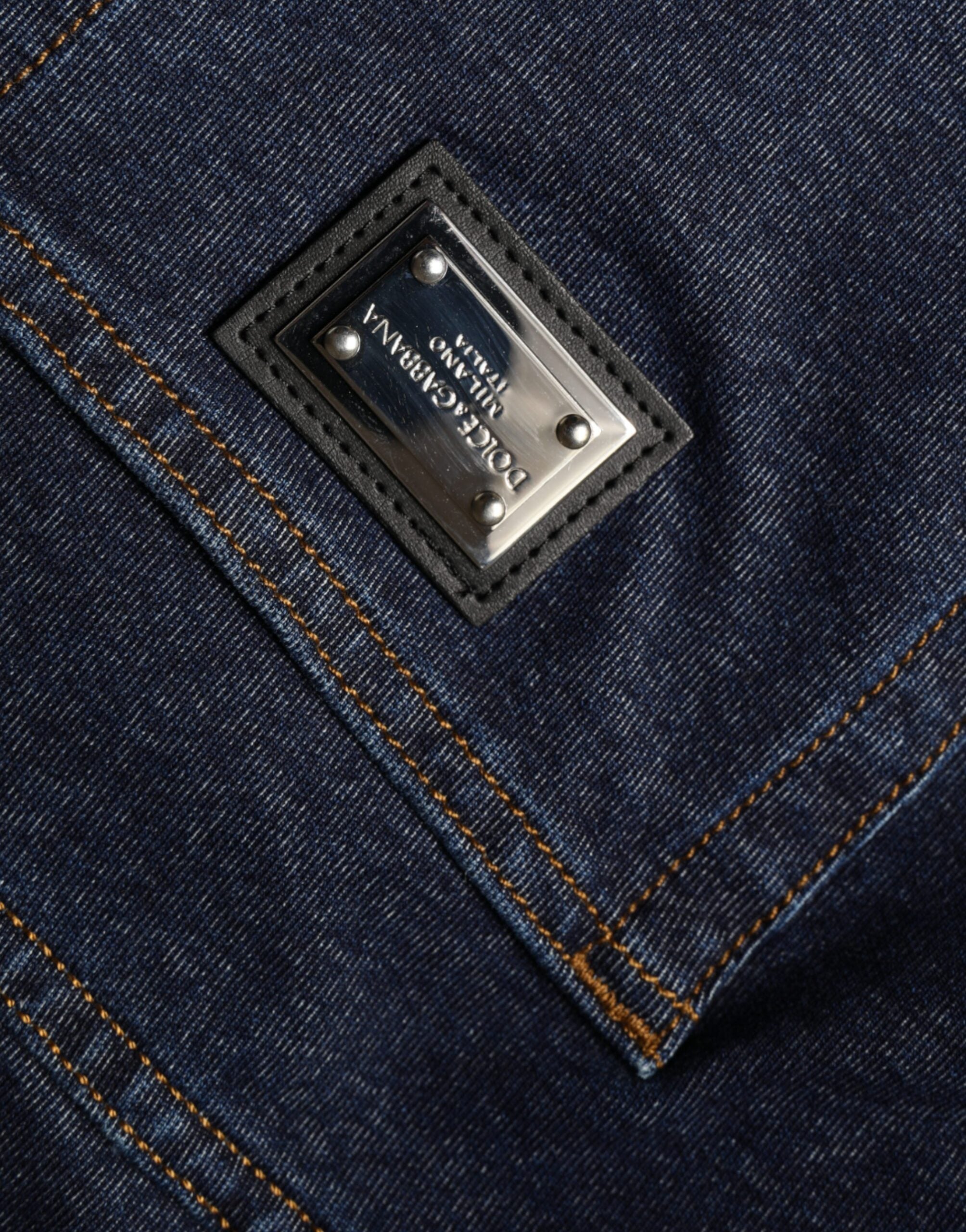 Dolce & Gabbana Dunkelblaue Cotton Stretch Straight Denim Jeans-5