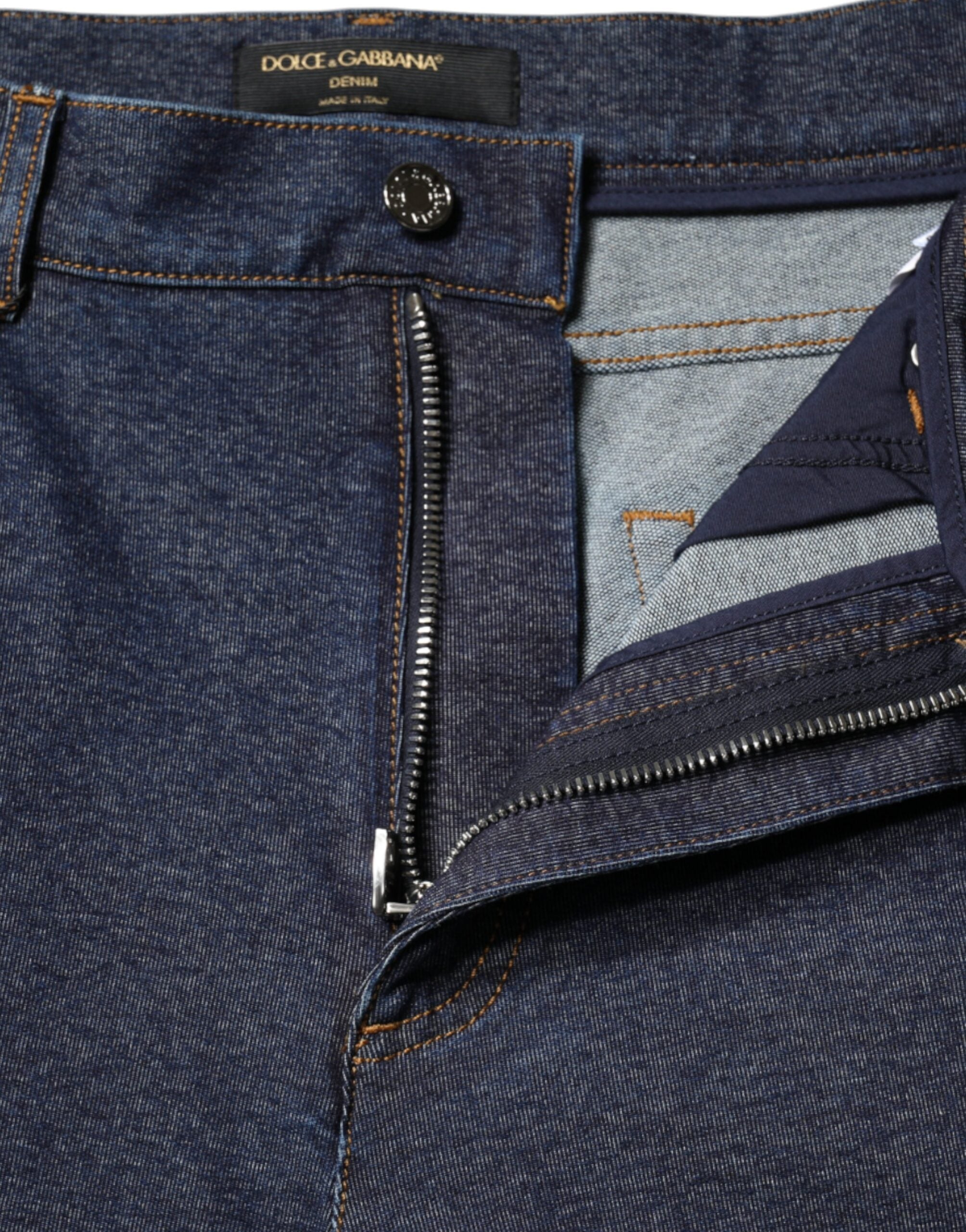 Dolce & Gabbana Dunkelblaue Cotton Stretch Straight Denim Jeans-6