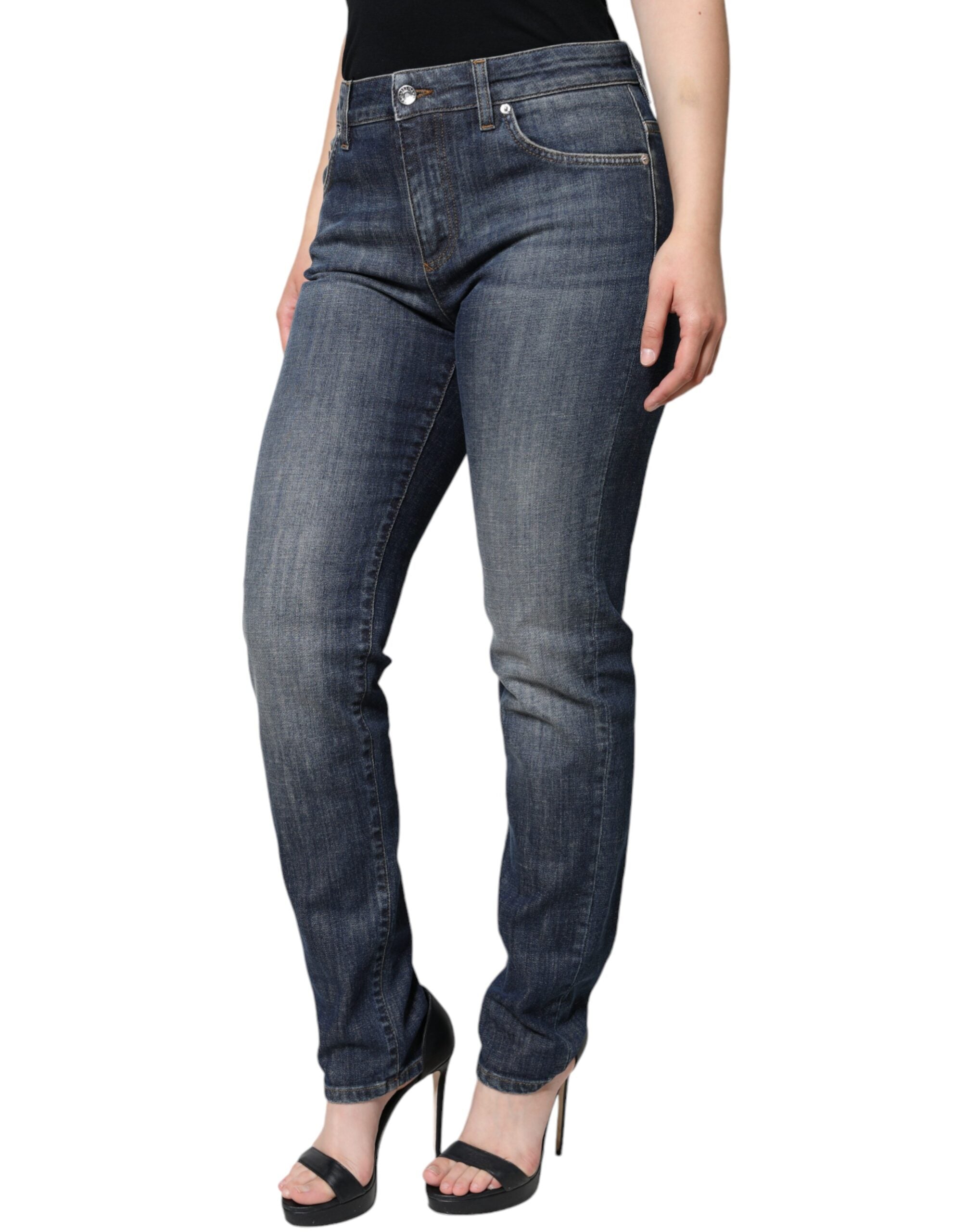Dolce & Gabbana Dark Blue Cotton Stretch Skinny Denim Jeans-2