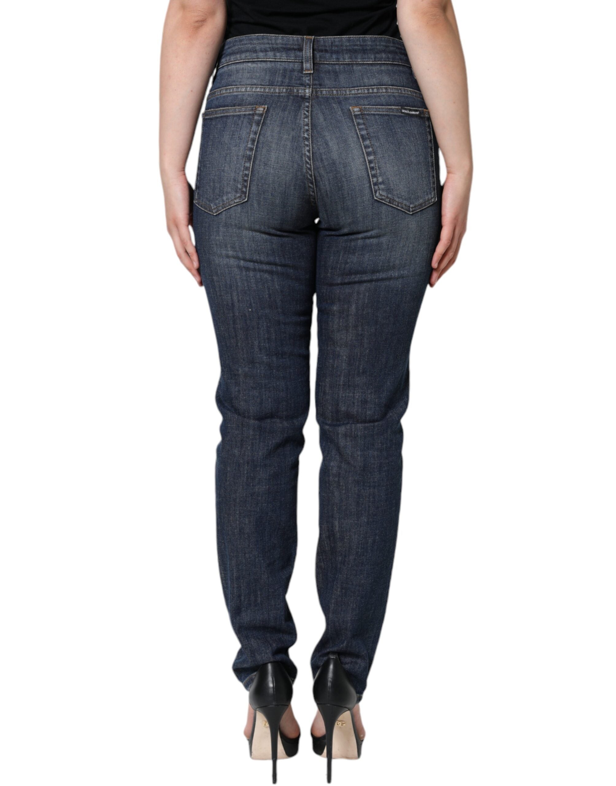 Dolce & Gabbana Dark Blue Cotton Stretch Skinny Denim Jeans-4