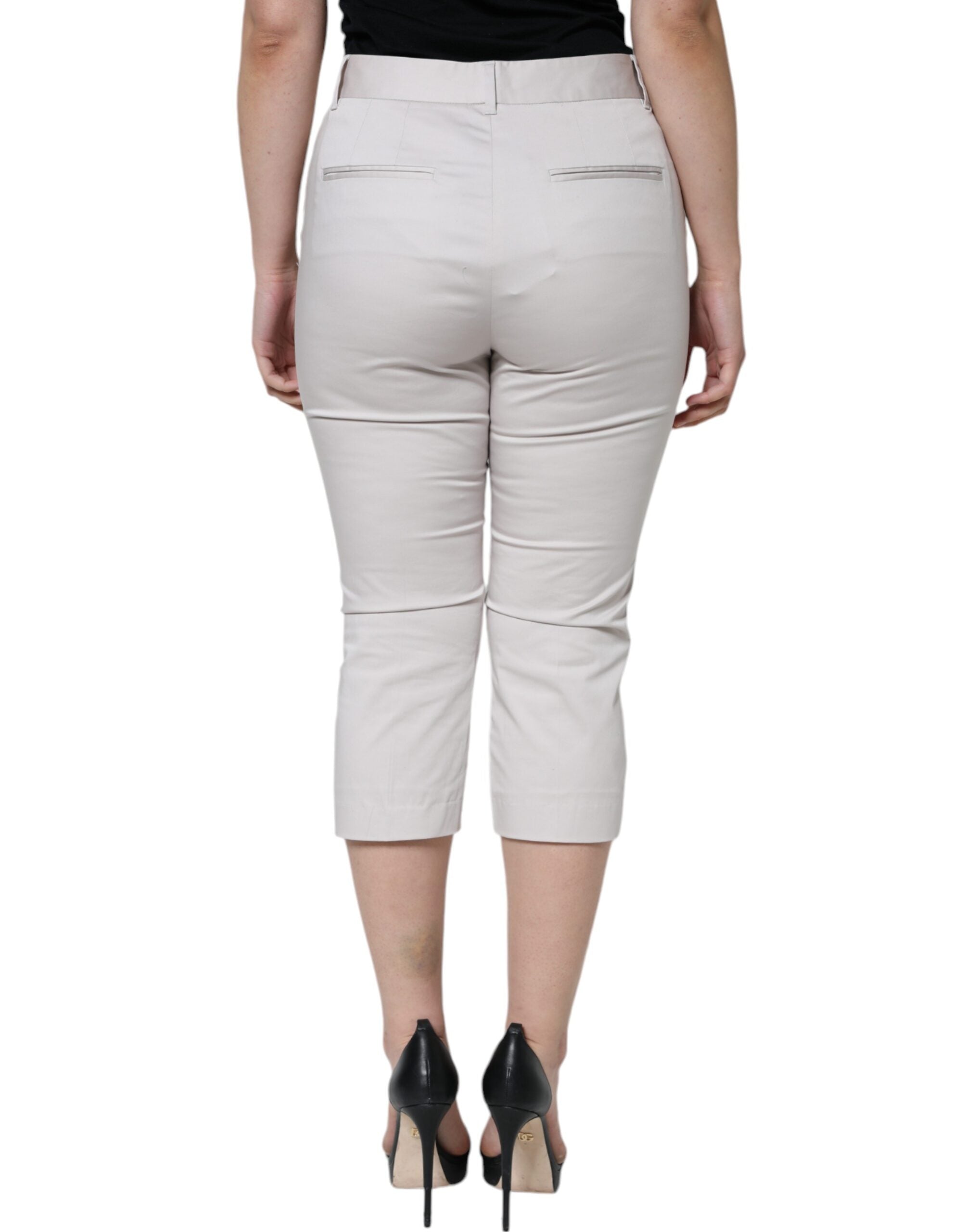 Dolce & Gabbana White Cotton Skinny Trousers with Mid Waist-4