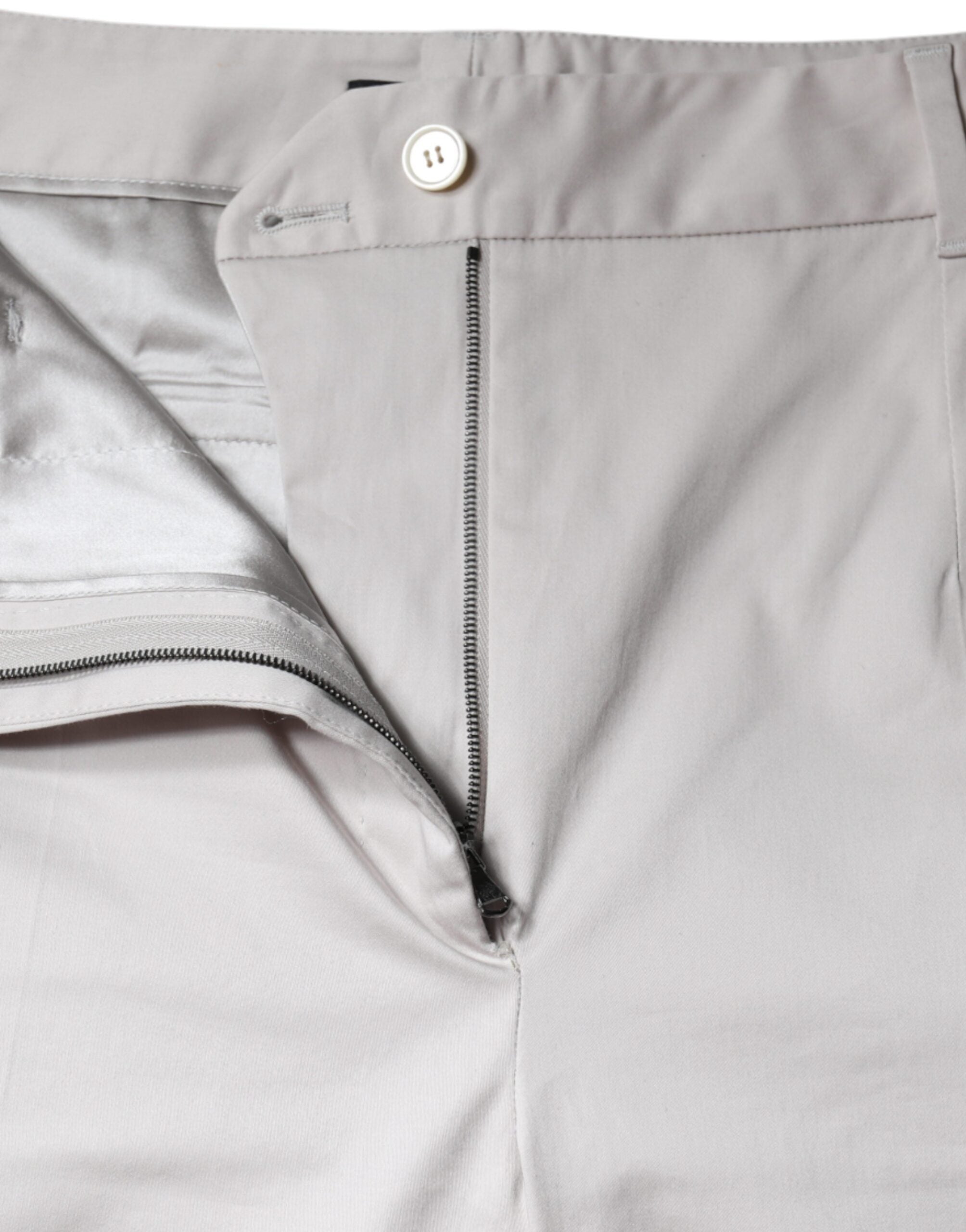Dolce & Gabbana White Cotton Skinny Trousers with Mid Waist-5
