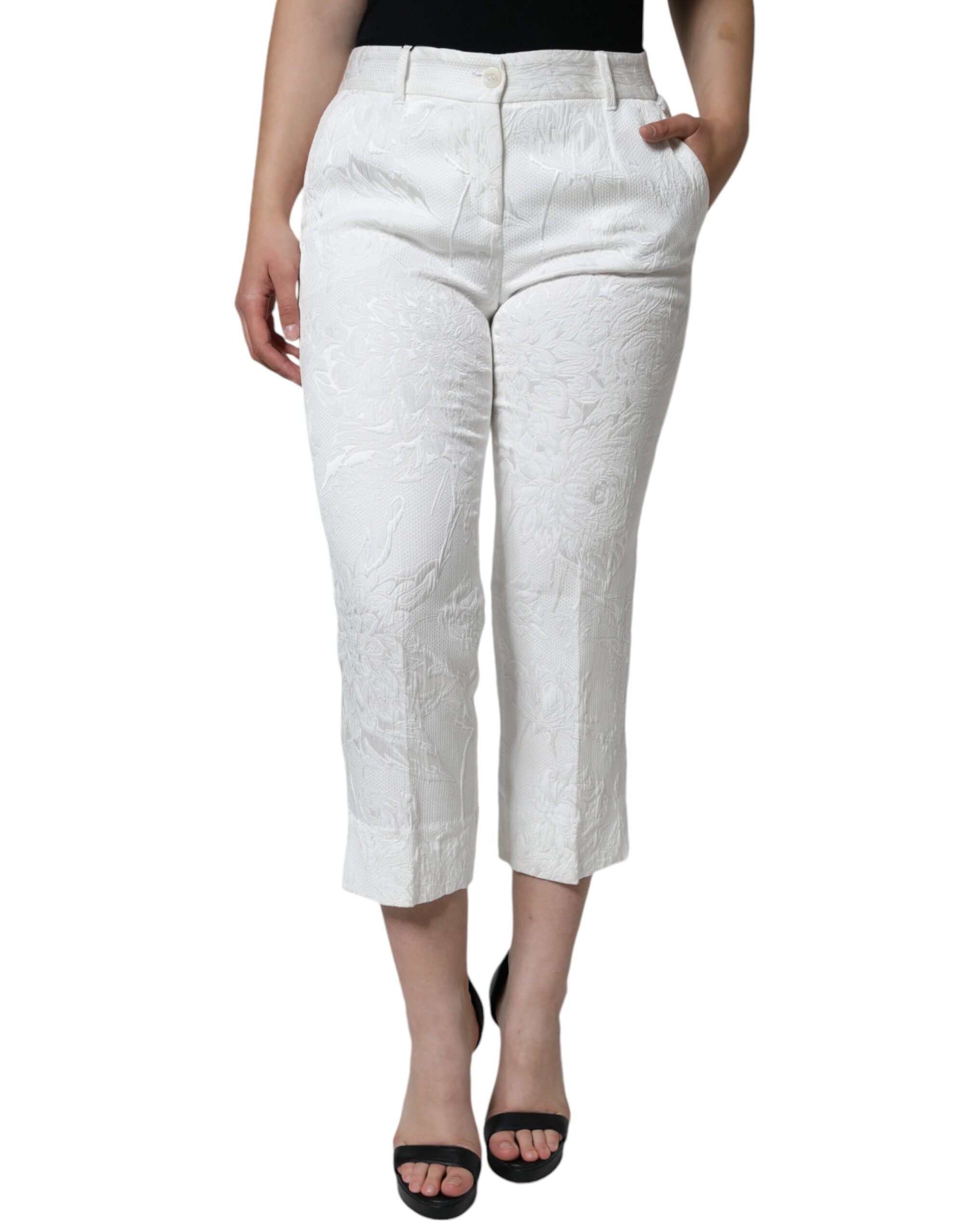 Pantalones cortos de algodón con brocado floral blanco de Dolce & Gabbana-2