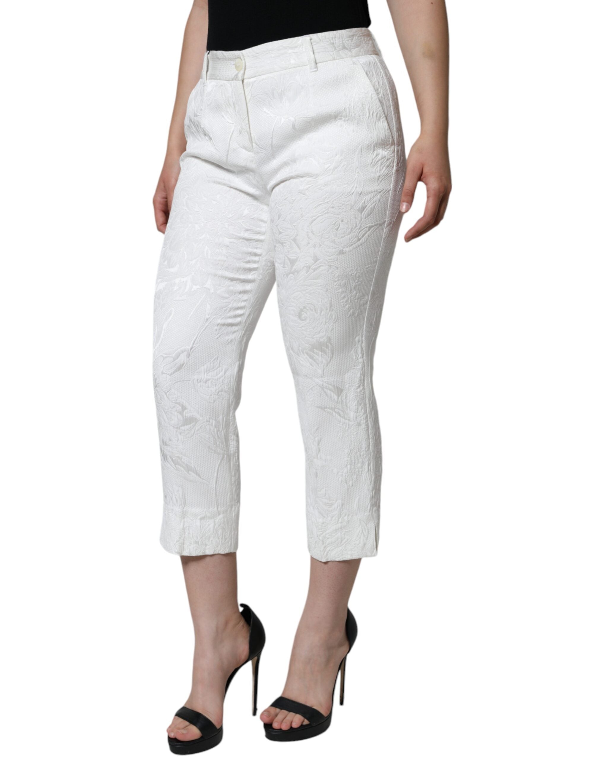 Pantalones cortos de algodón con brocado floral blanco de Dolce & Gabbana-3