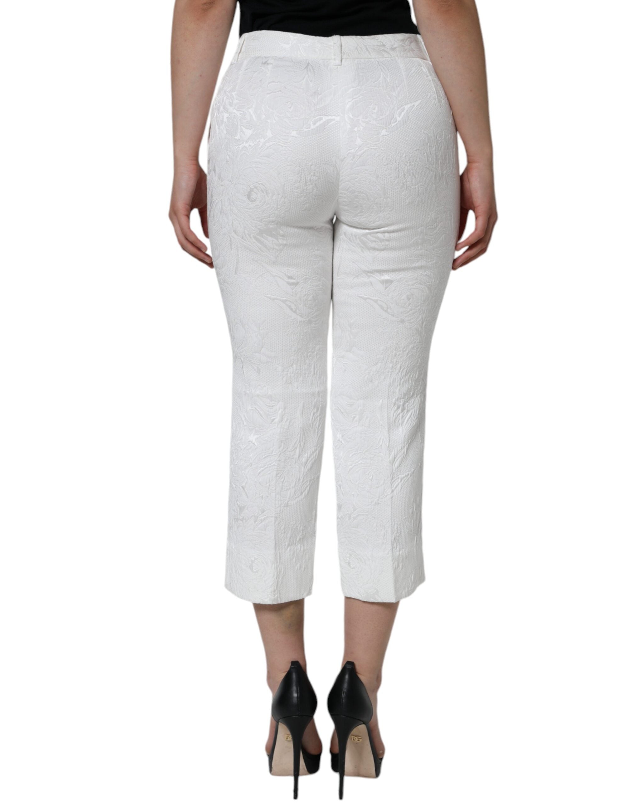 Pantalones cortos de algodón con brocado floral blanco de Dolce & Gabbana-4