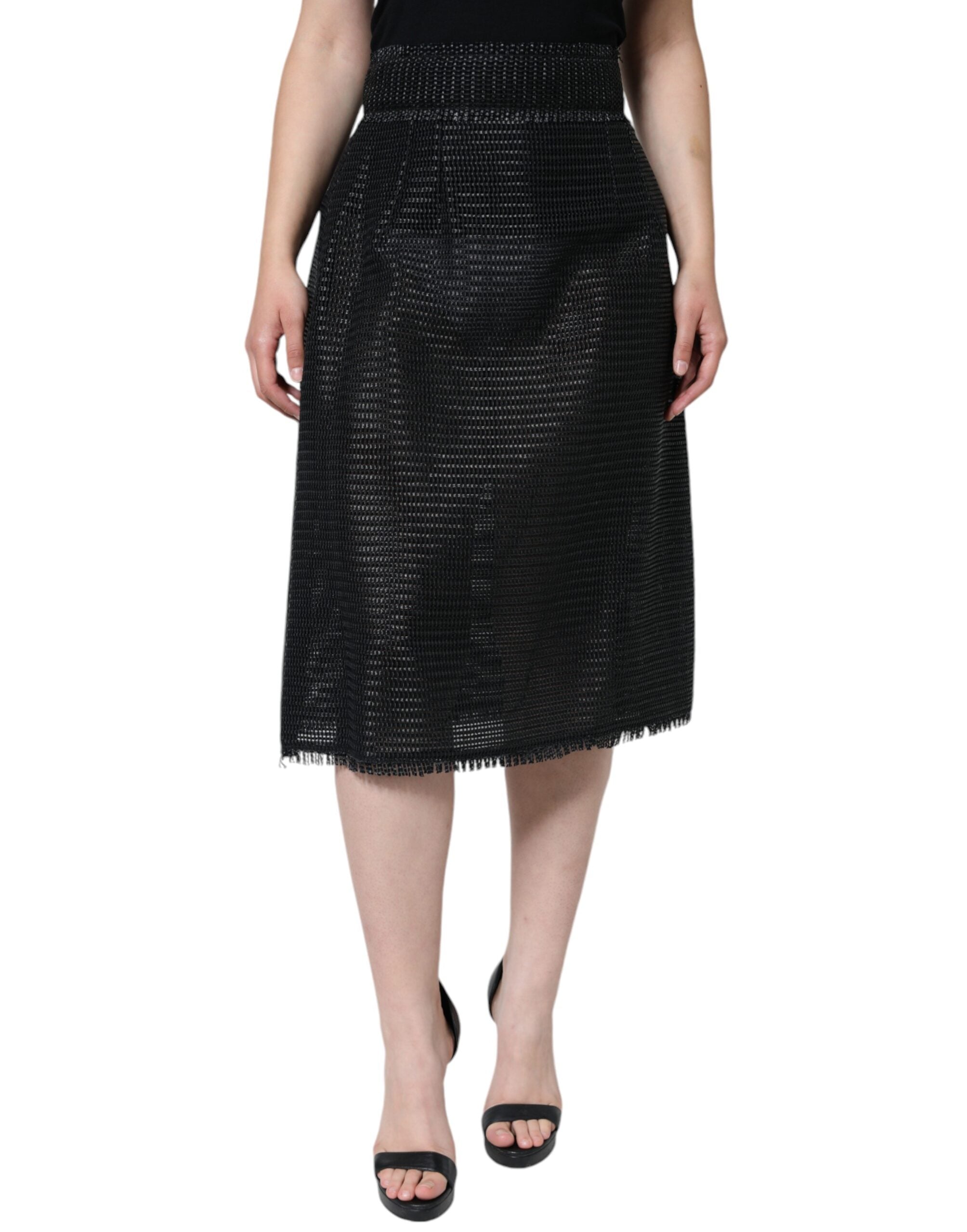 Dolce & Gabbana black viscose high-waisted pencil skirt-2
