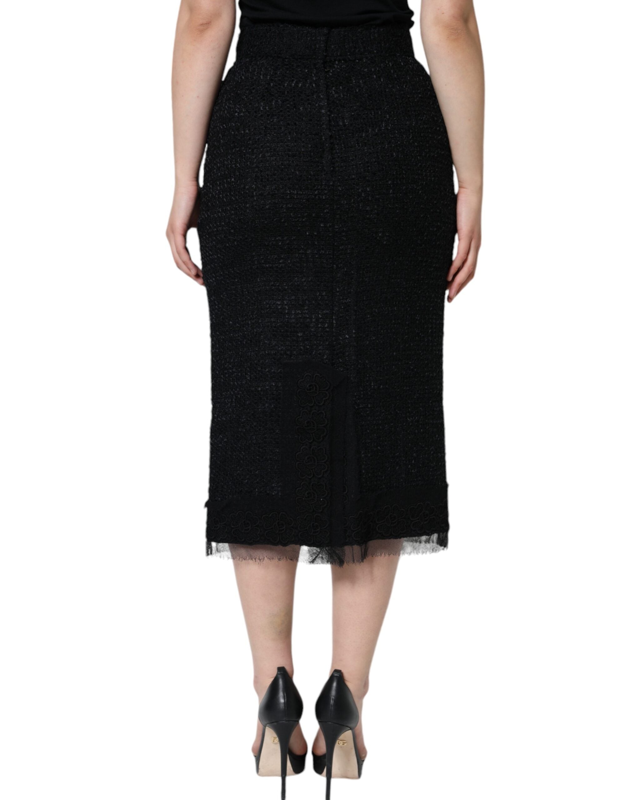 Dolce & Gabbana Schwarzer Midirock aus Schurwolle im Bleistiftschnitt-4