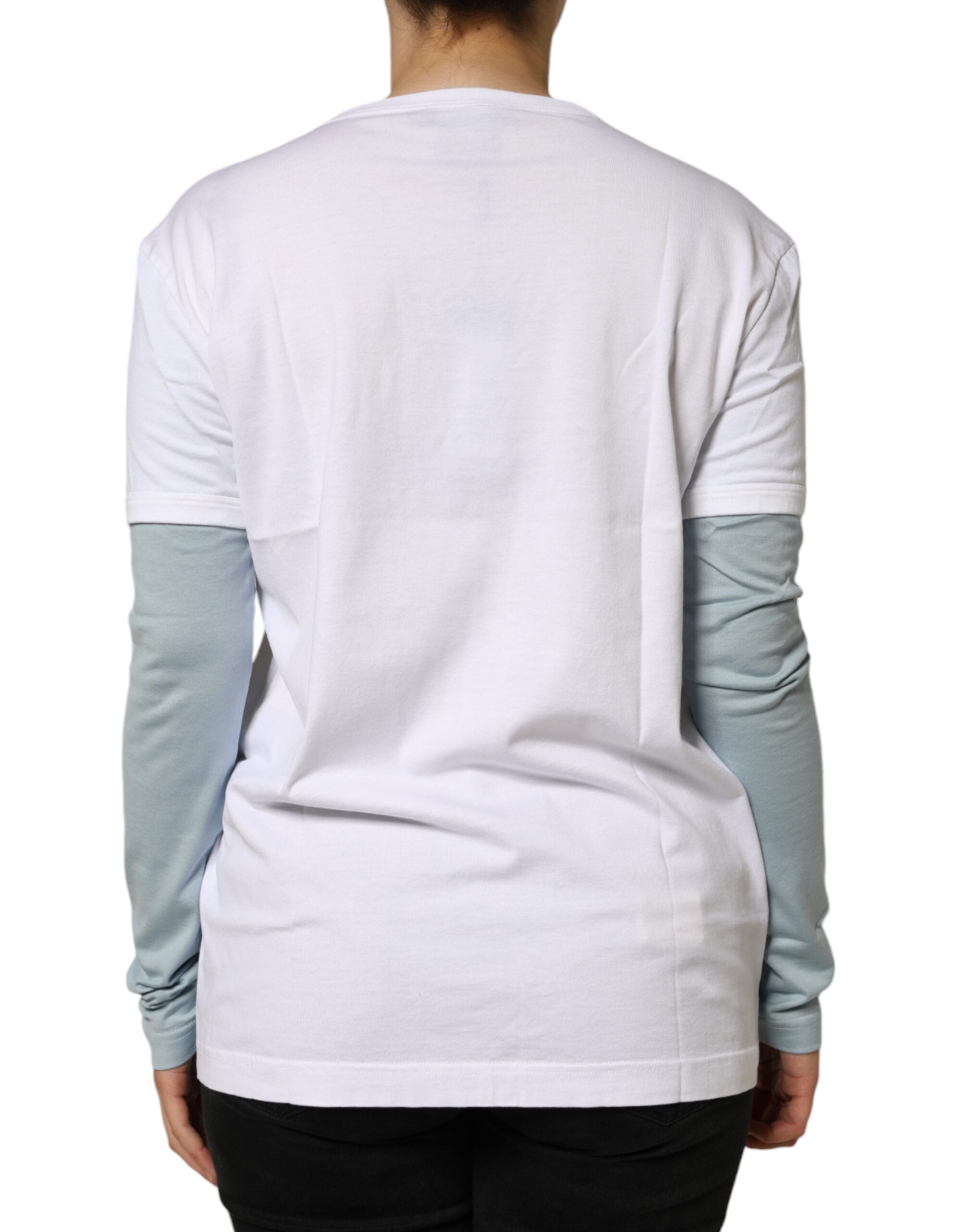 Dolce & Gabbana white T-shirt with round neck and logo print, made of cotton-4