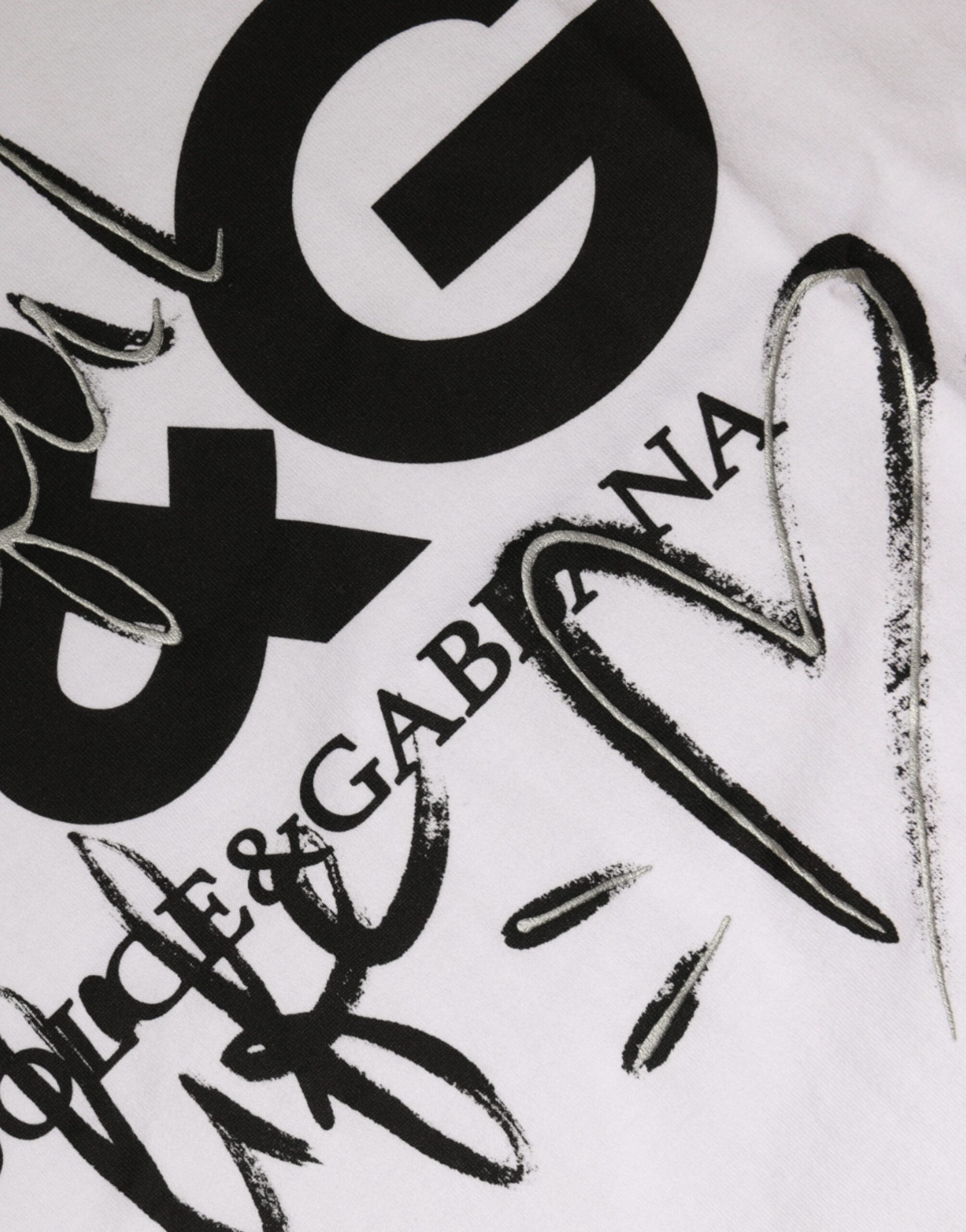 Dolce & Gabbana white T-shirt with round neck and logo print, made of cotton-7