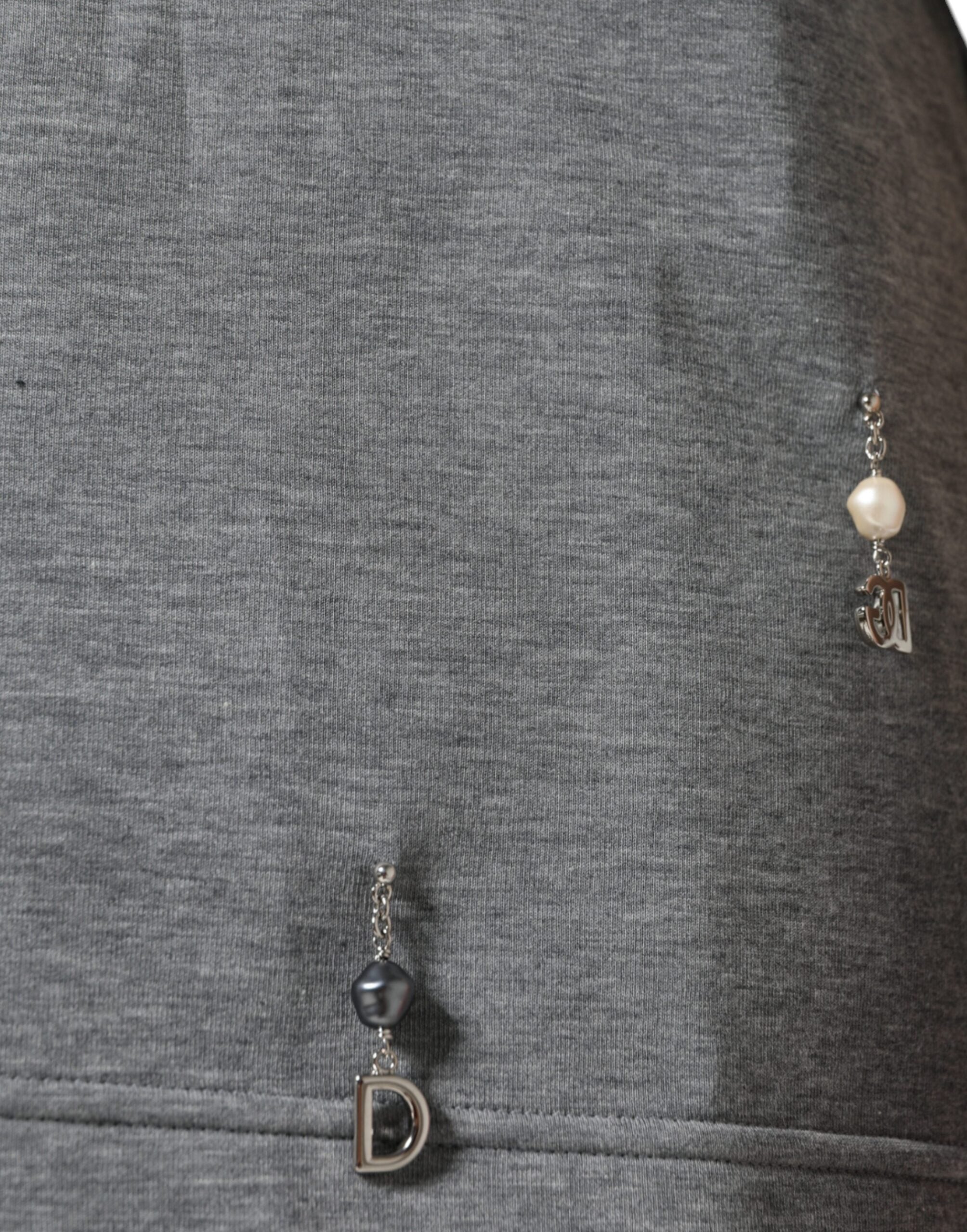 Dolce & Gabbana Graues T-Shirt aus Baumwollmischung mit Verzierungen-7