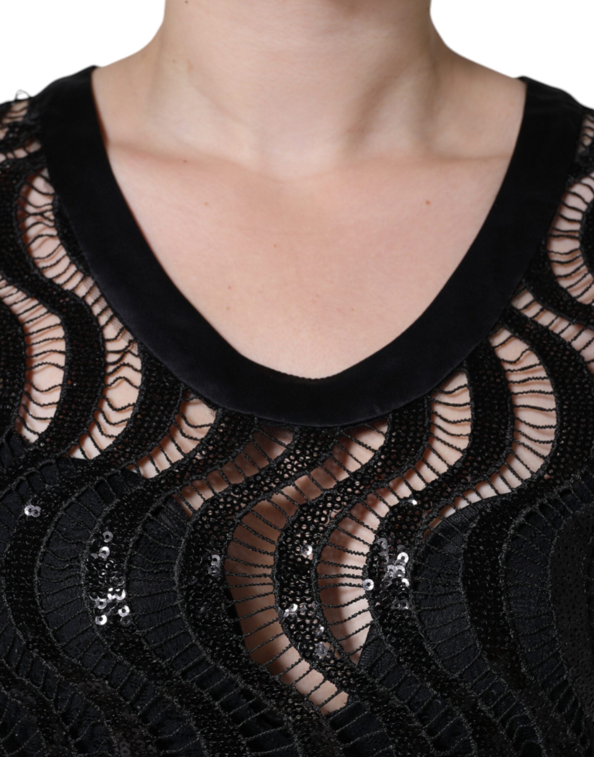 Dolce & Gabbana Black Sequin Sleeveless Tank Blouse Top-5