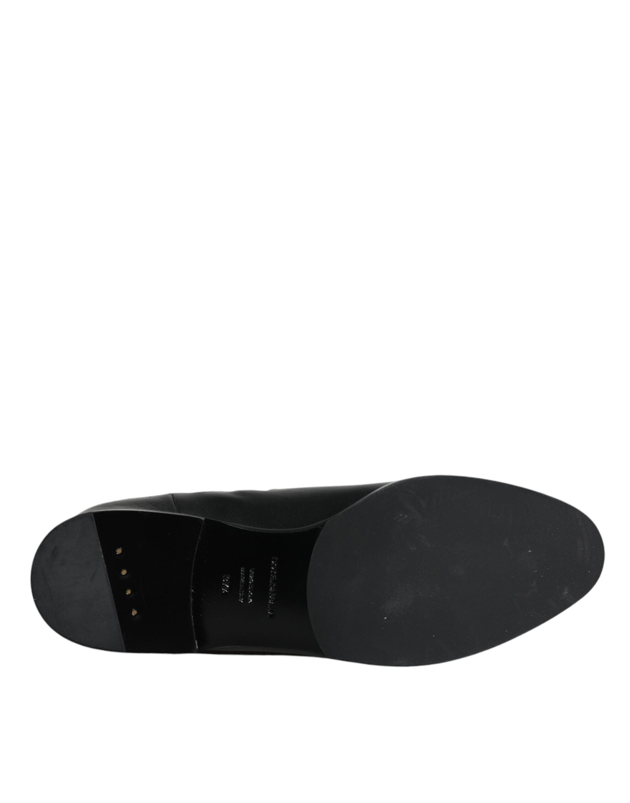 Dolce & Gabbana Schwarzes Leder Logo Mid Calf Stiefel Schuhe-7