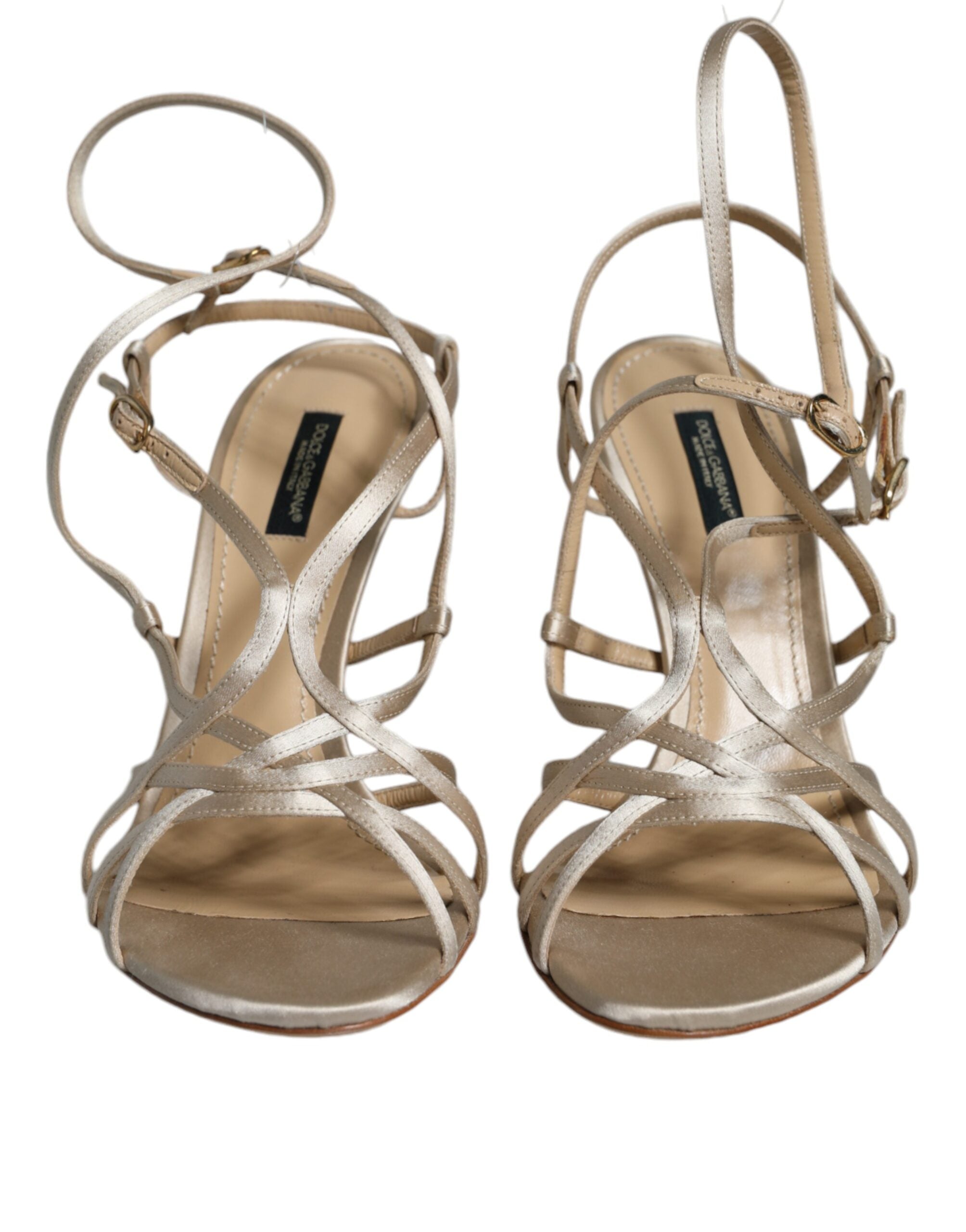 Dolce & Gabbana Beige Leather Stiletto Heels Sandals Shoes-2