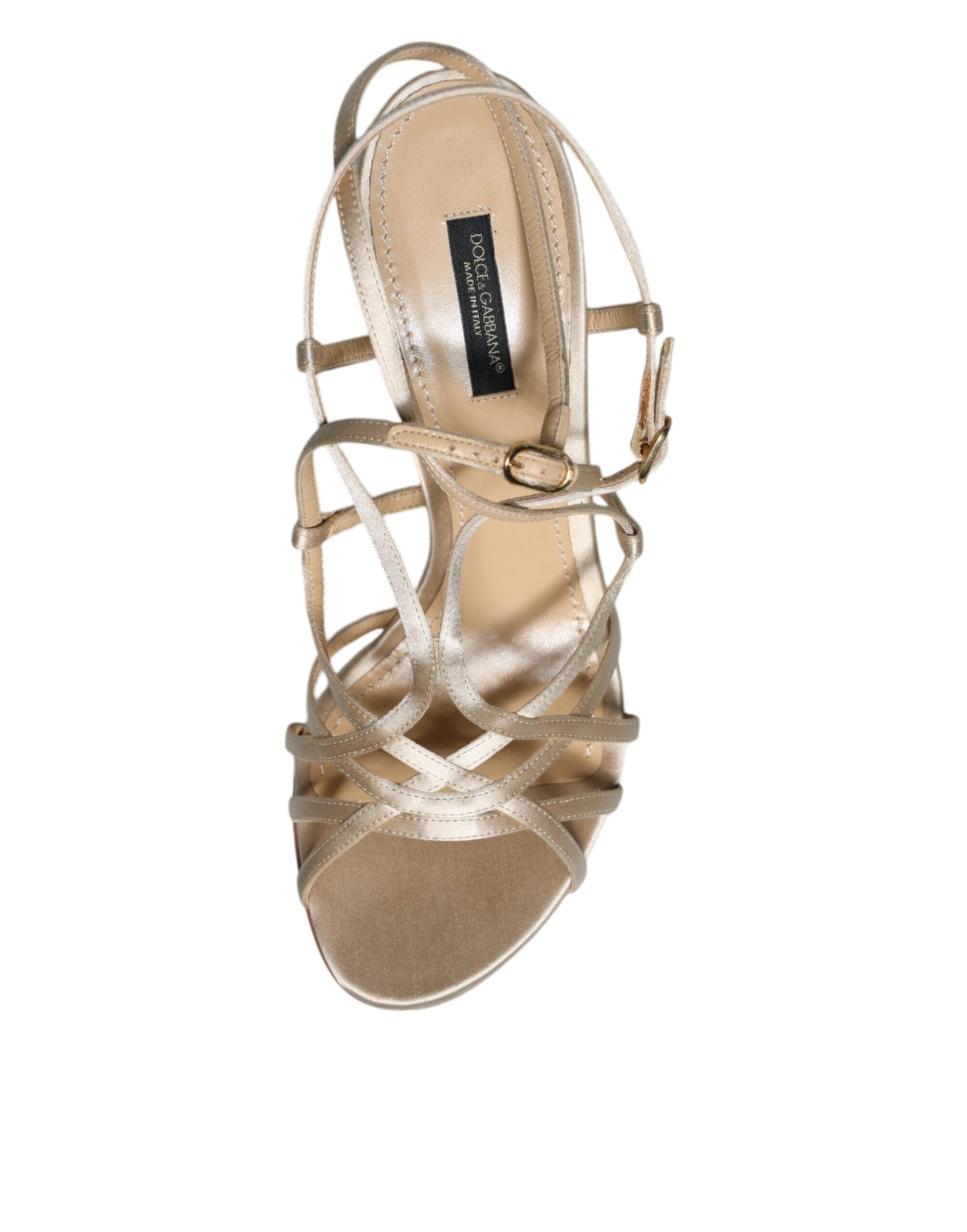 Dolce & Gabbana Beige Leather Stiletto Heels Sandals Shoes-6