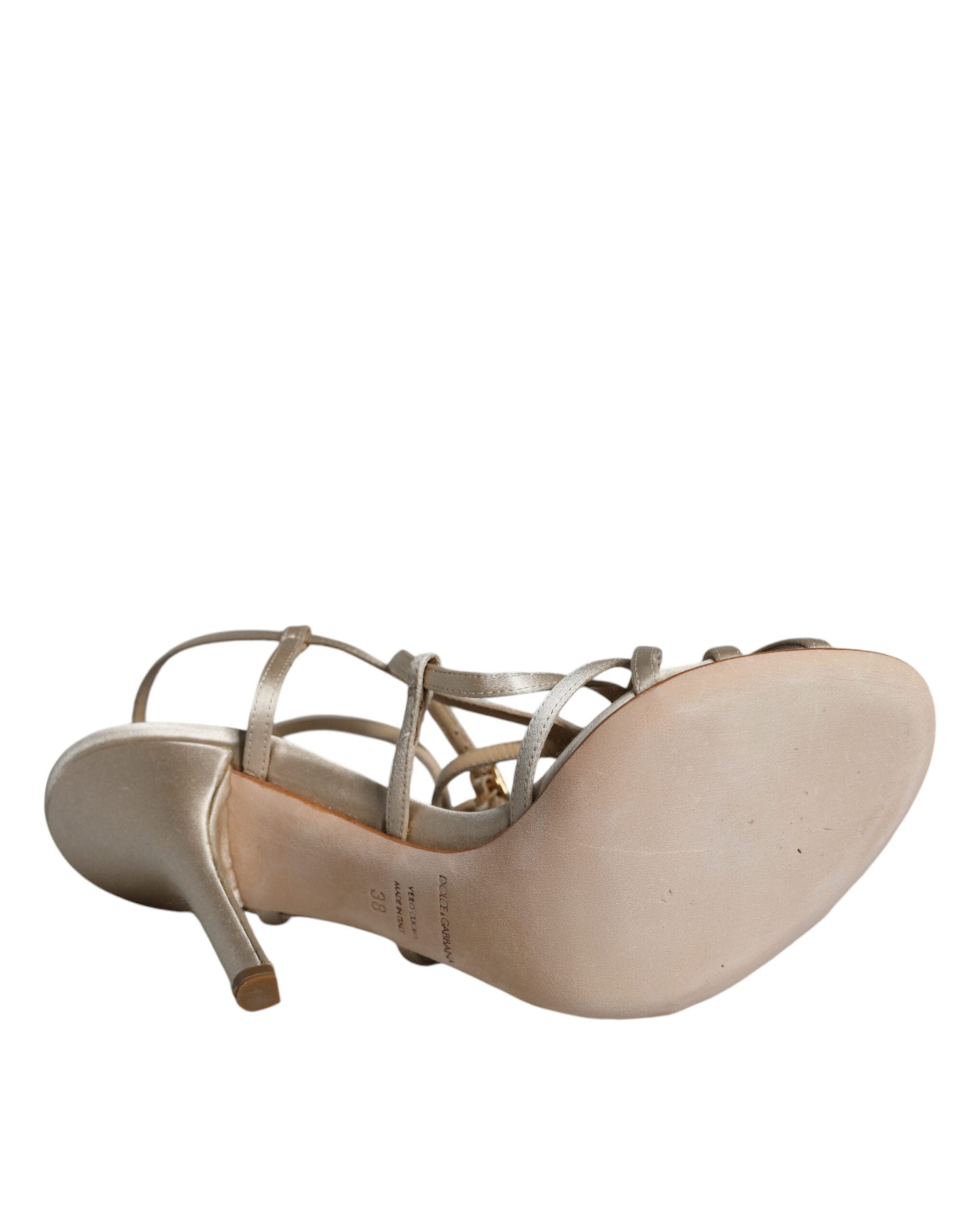 Dolce & Gabbana Beige Leather Stiletto Heels Sandals Shoes-8