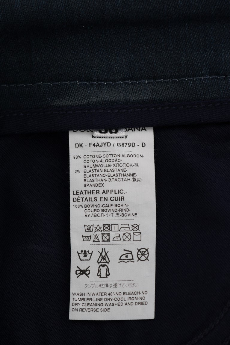 Dolce & Gabbana Kurzer blauer gestreifter Mini-Denim-Rock-8