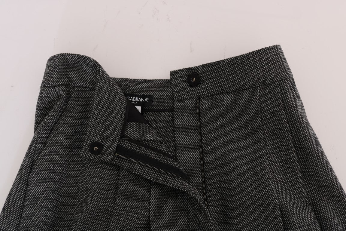 Dolce & Gabbana Graue Mini-Shorts mit hoher Taille aus Wolle-4
