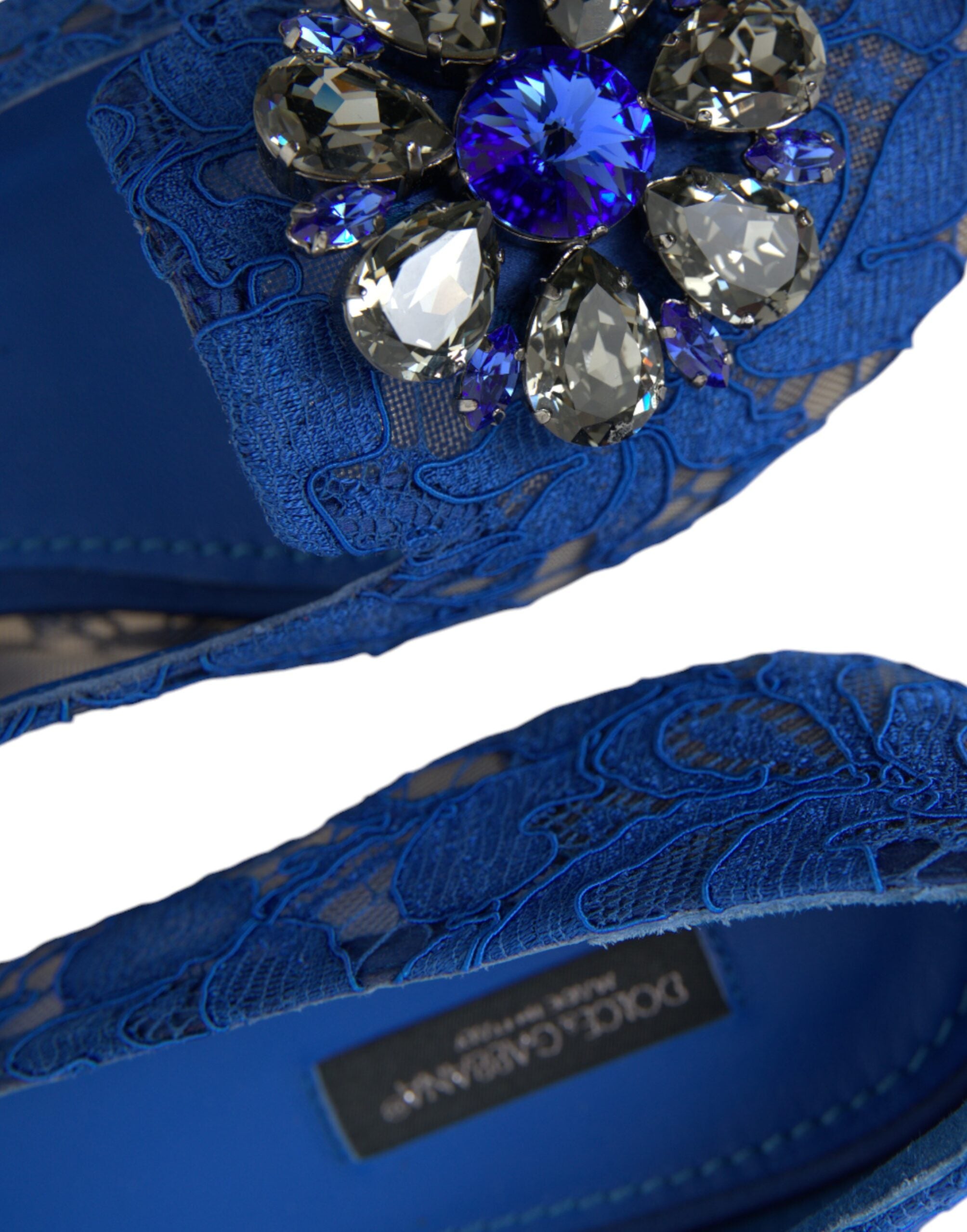 Dolce & Gabbana Blau Spitze Kristall Ballett Flats Loafers Schuhe-7