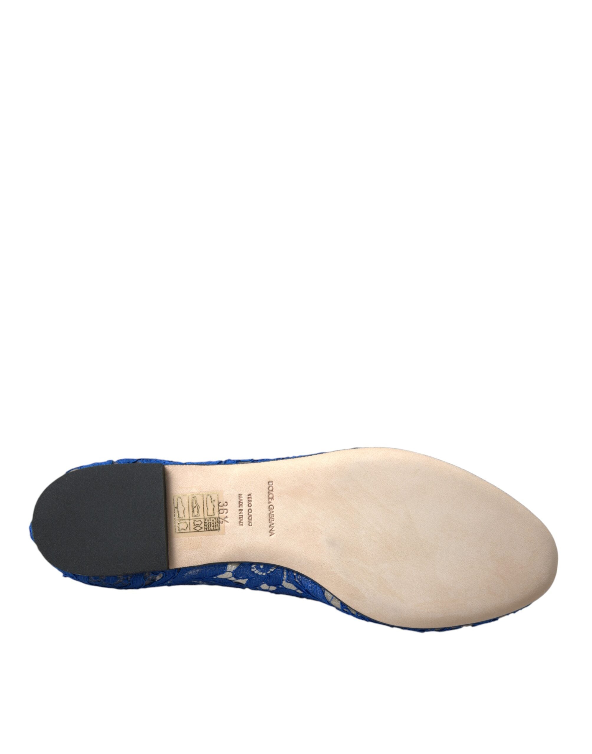 Dolce & Gabbana Blau Spitze Kristall Ballett Flats Loafers Schuhe-8