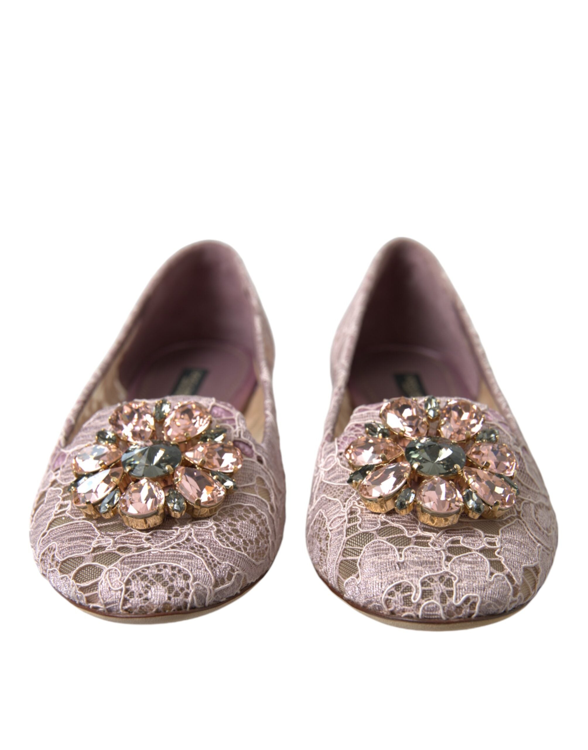 Bailarinas con cristales y encaje rosa de Dolce & Gabbana-2