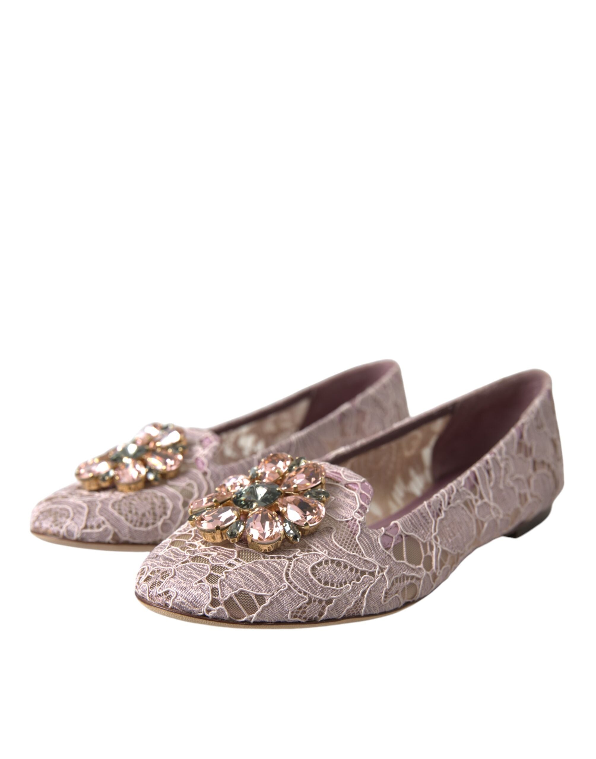 Bailarinas con cristales y encaje rosa de Dolce & Gabbana-3