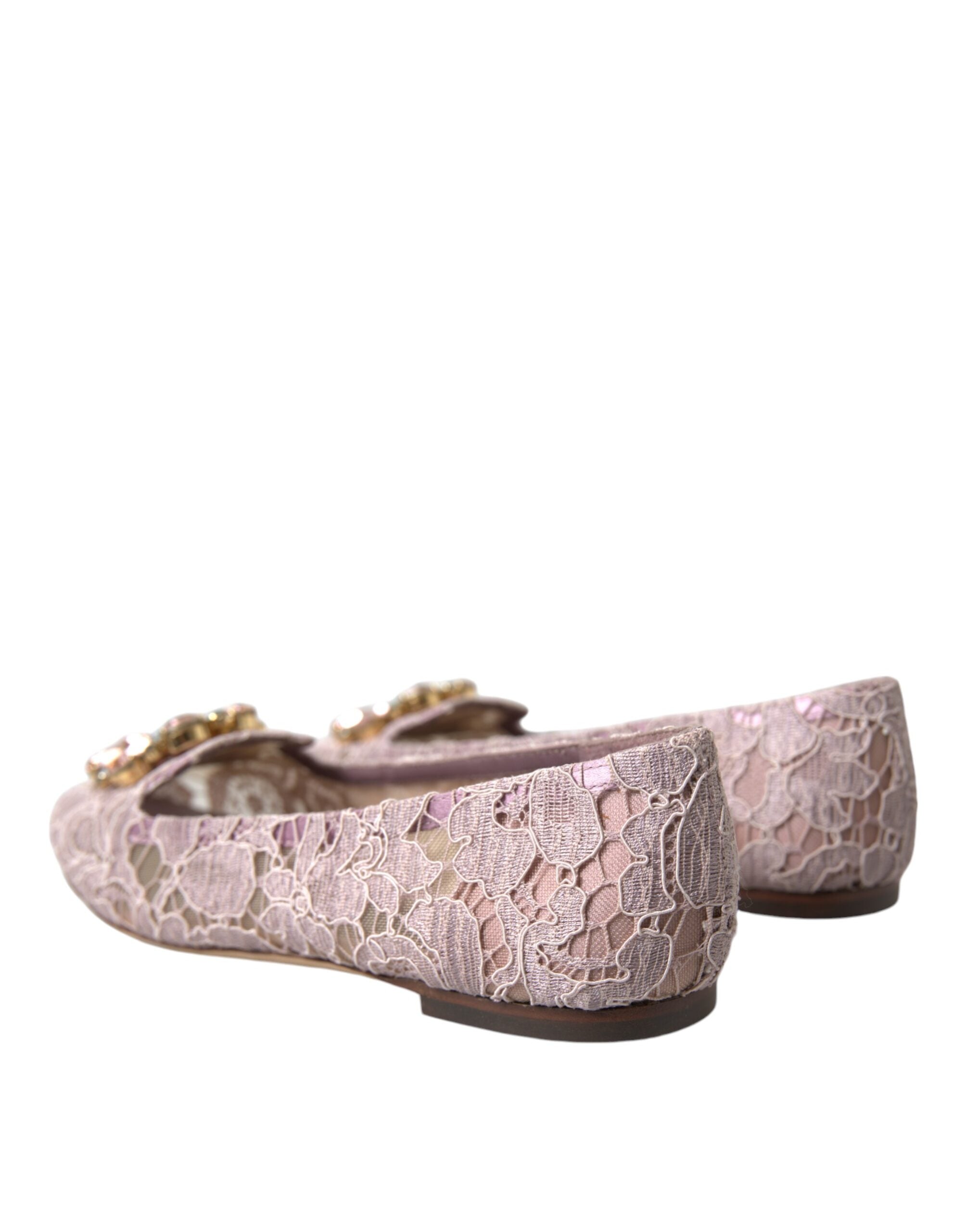 Bailarinas con cristales y encaje rosa de Dolce & Gabbana-4