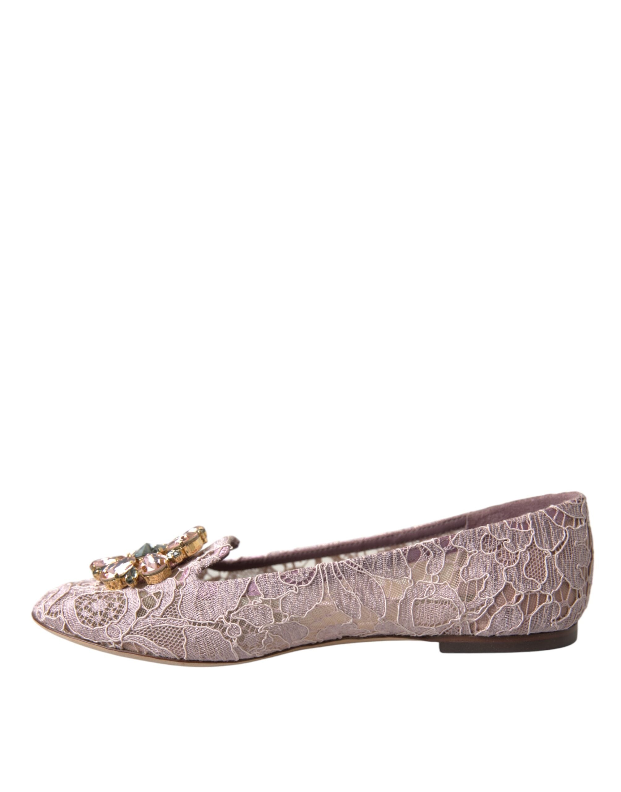 Bailarinas con cristales y encaje rosa de Dolce & Gabbana-5
