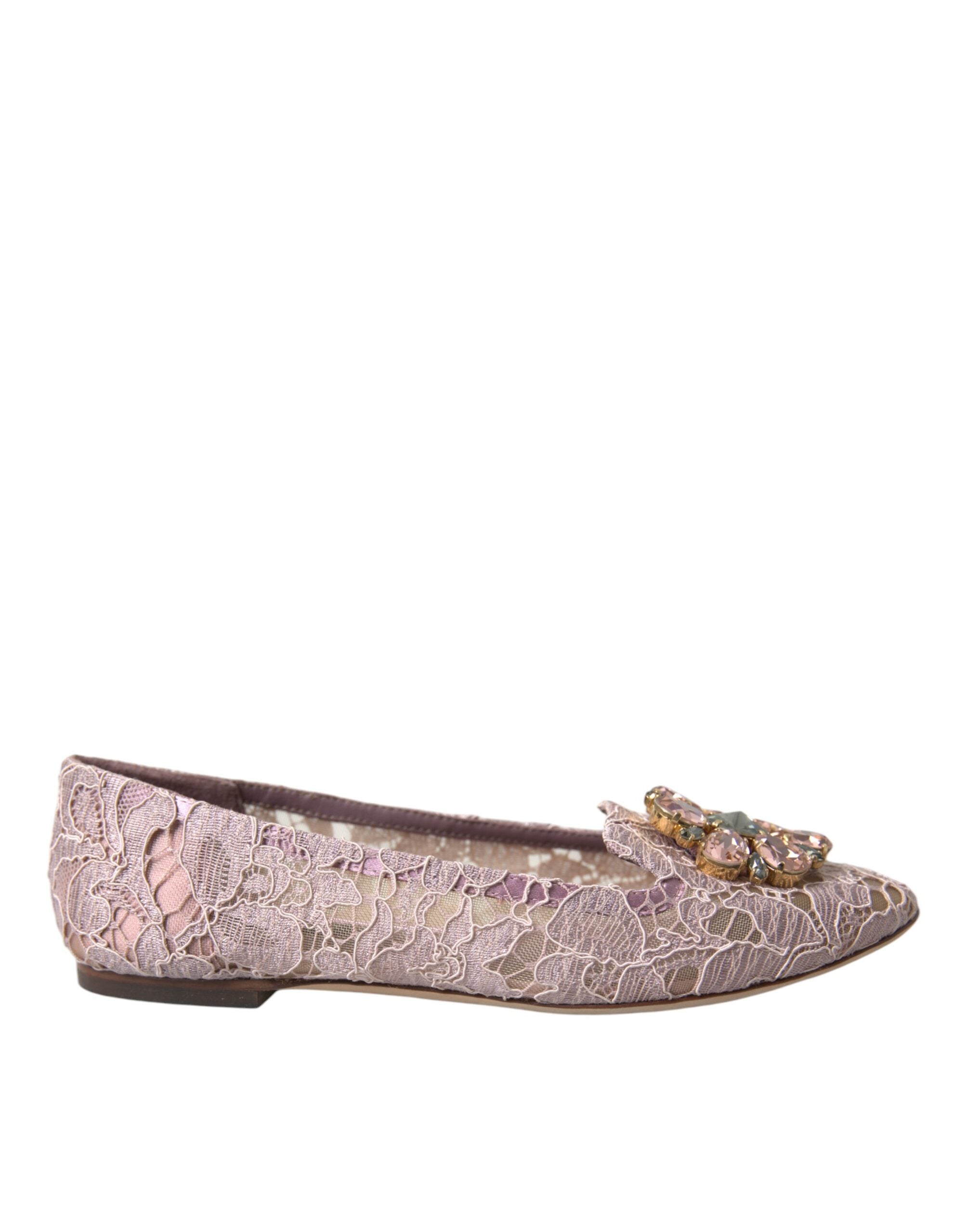 Bailarinas con cristales y encaje rosa de Dolce & Gabbana-6