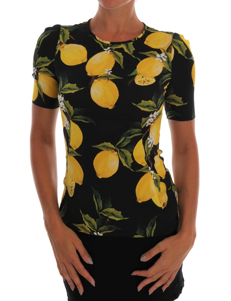 Dolce & Gabbana Multicolored Lemon Silk Stretch T-Shirt-1